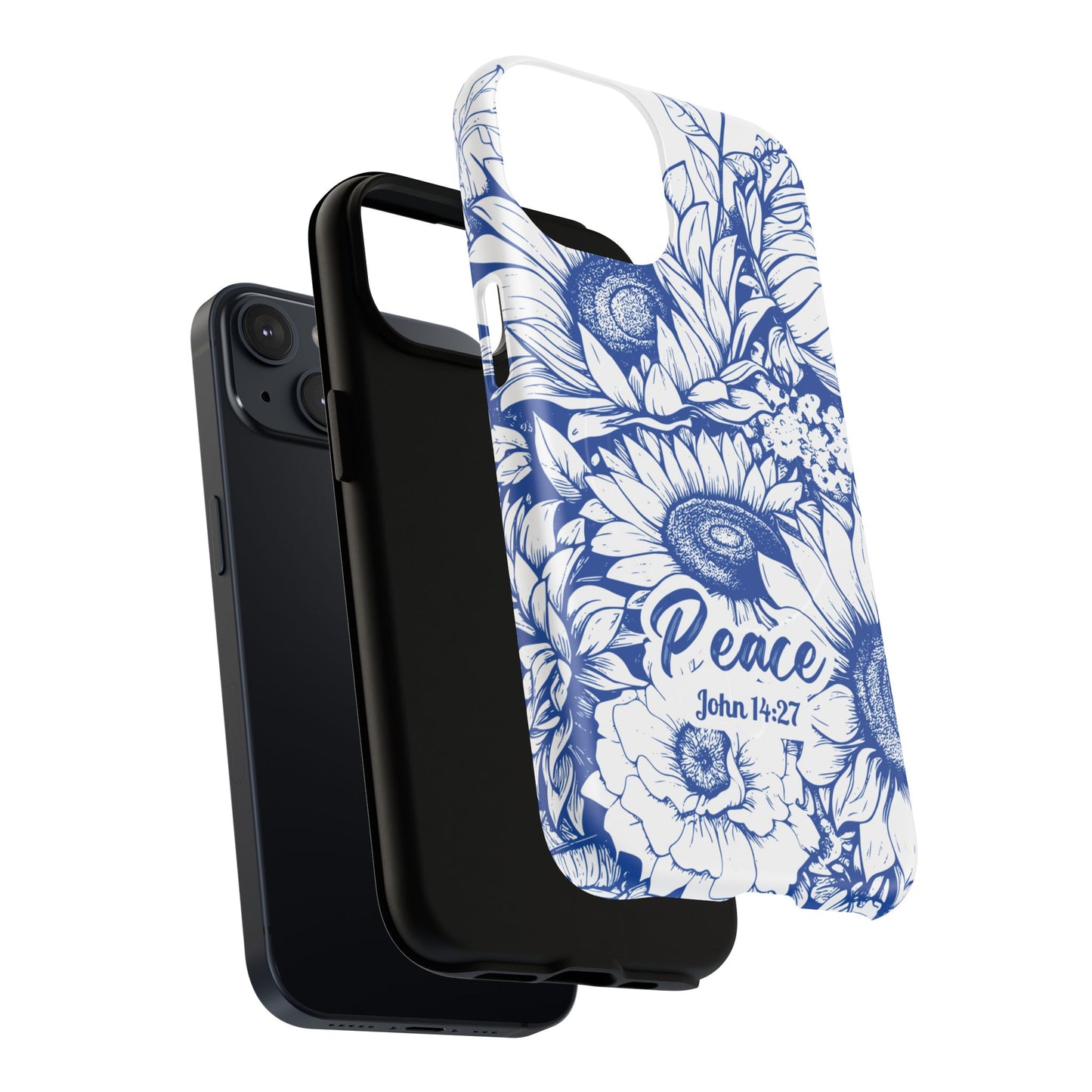 Peace I Leave with You John 14:27, Inspirational Gift, Tough iPhone Magnetic Case Scripture, Sunflower Bible Verse, MagSafe® iPhone® Tough Case, iPhone 14, iPhone 15, iPhone 16, Pro, Pro Max, Plus.
