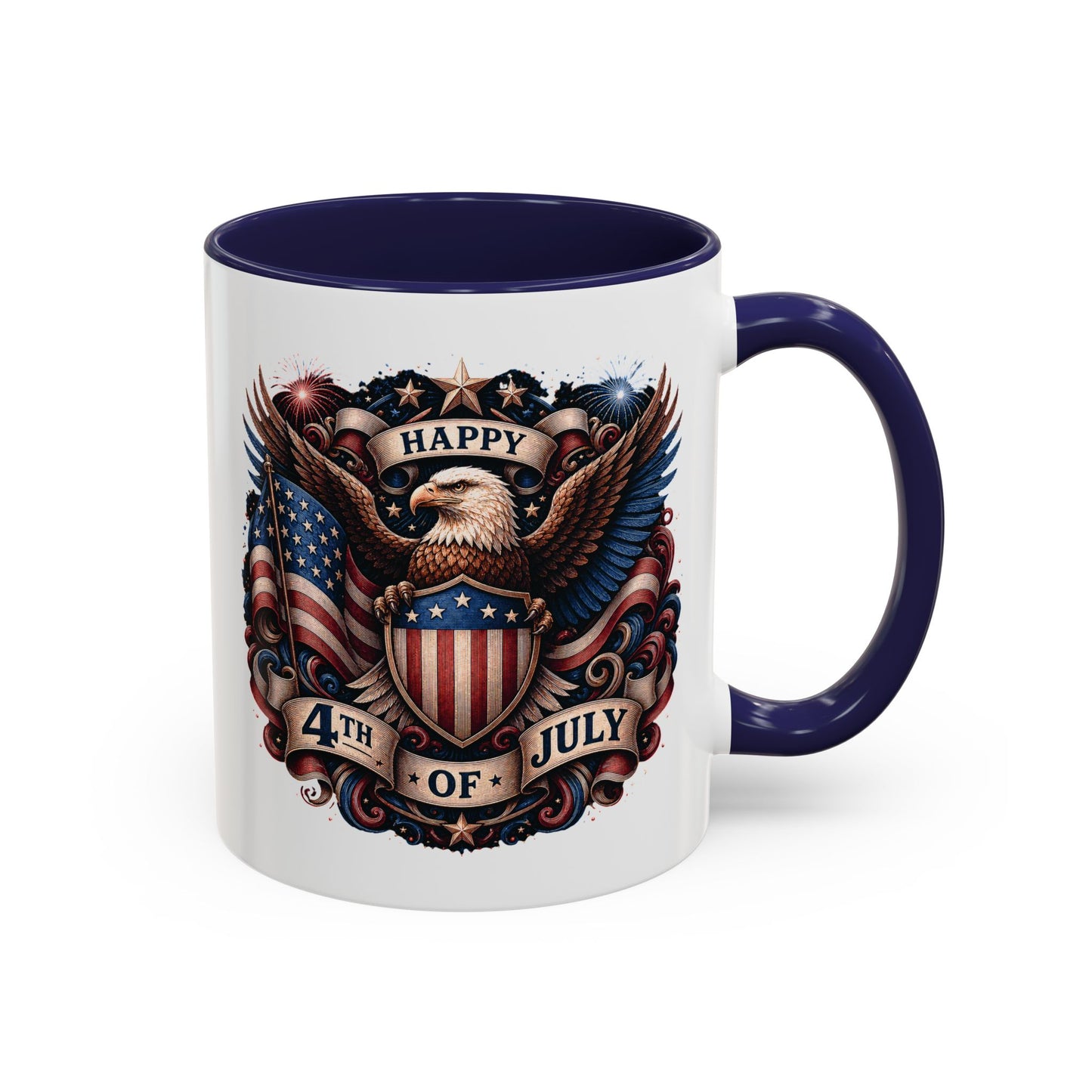 4th of July Eagle Coffee Mug — Patriotic American Flag Accent Mug (11/15oz)