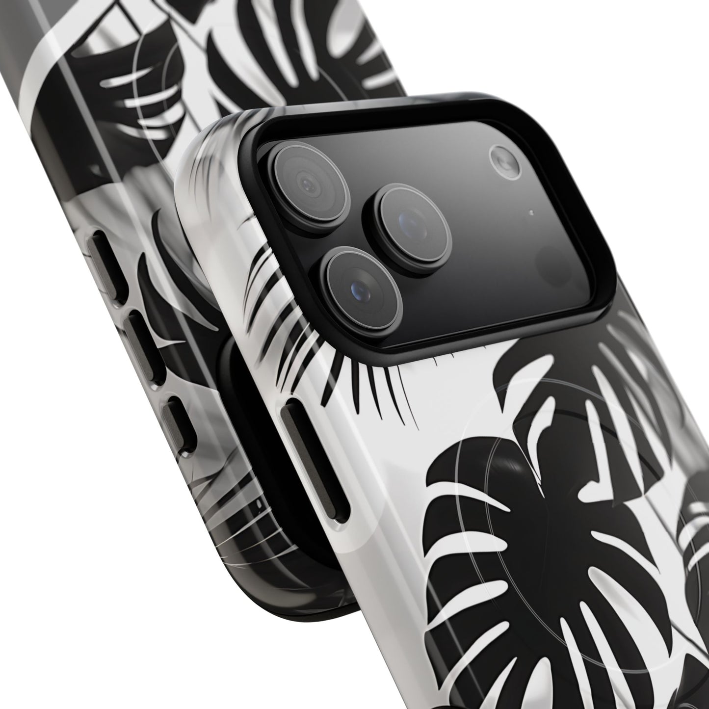 Personalized Monochrome Monstera Tropical Phone Case - Tough Magnetic MagSafe® Cases, Gifts for Nature Lovers, Stylish Phone Accessories, Gifts for Her.