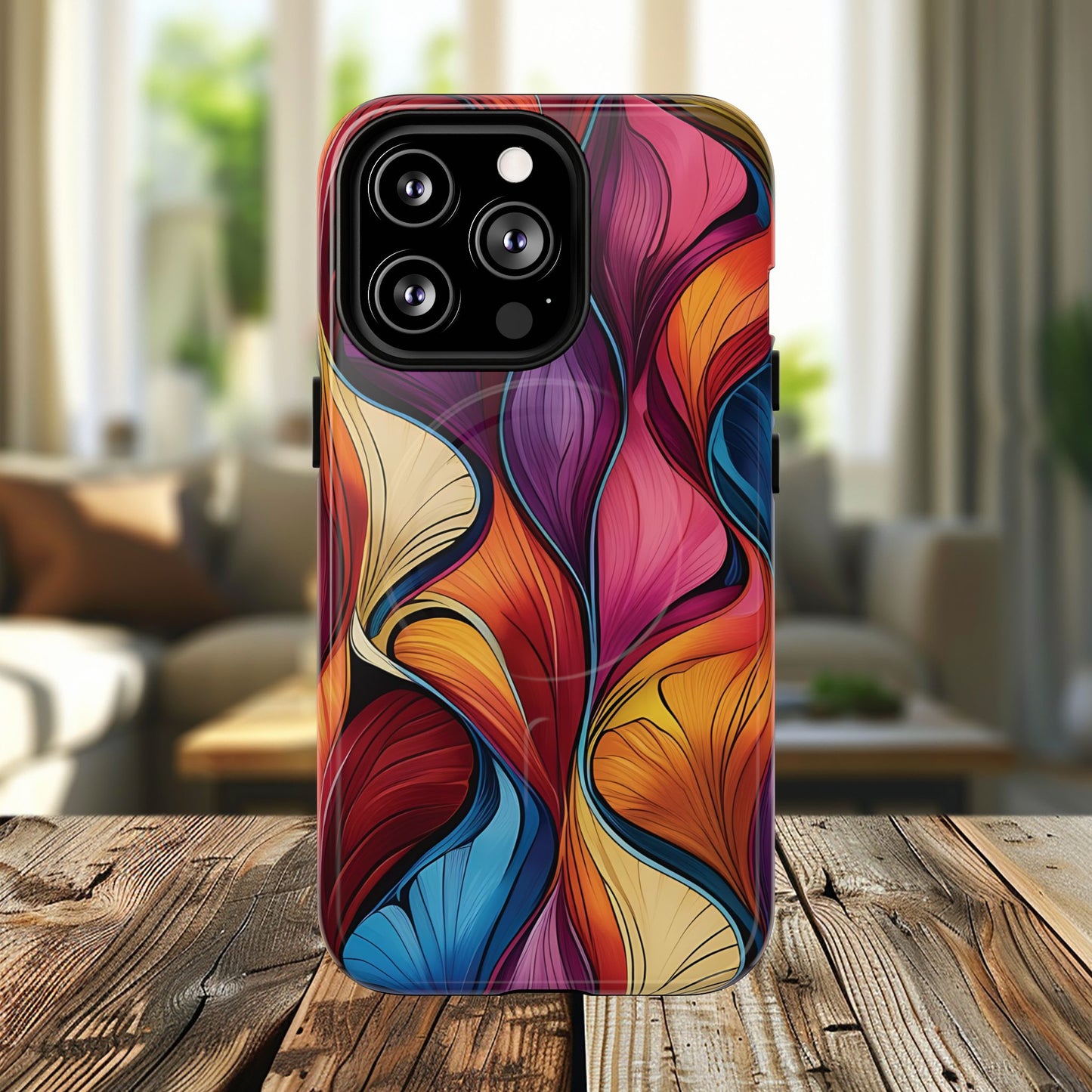 Vibrant Leaf Wave Tough Magnetic Phone Case, Vibrant Smartphone Cover, Unique Protective Case for Gifts, Phone Accessories, Trendy Design