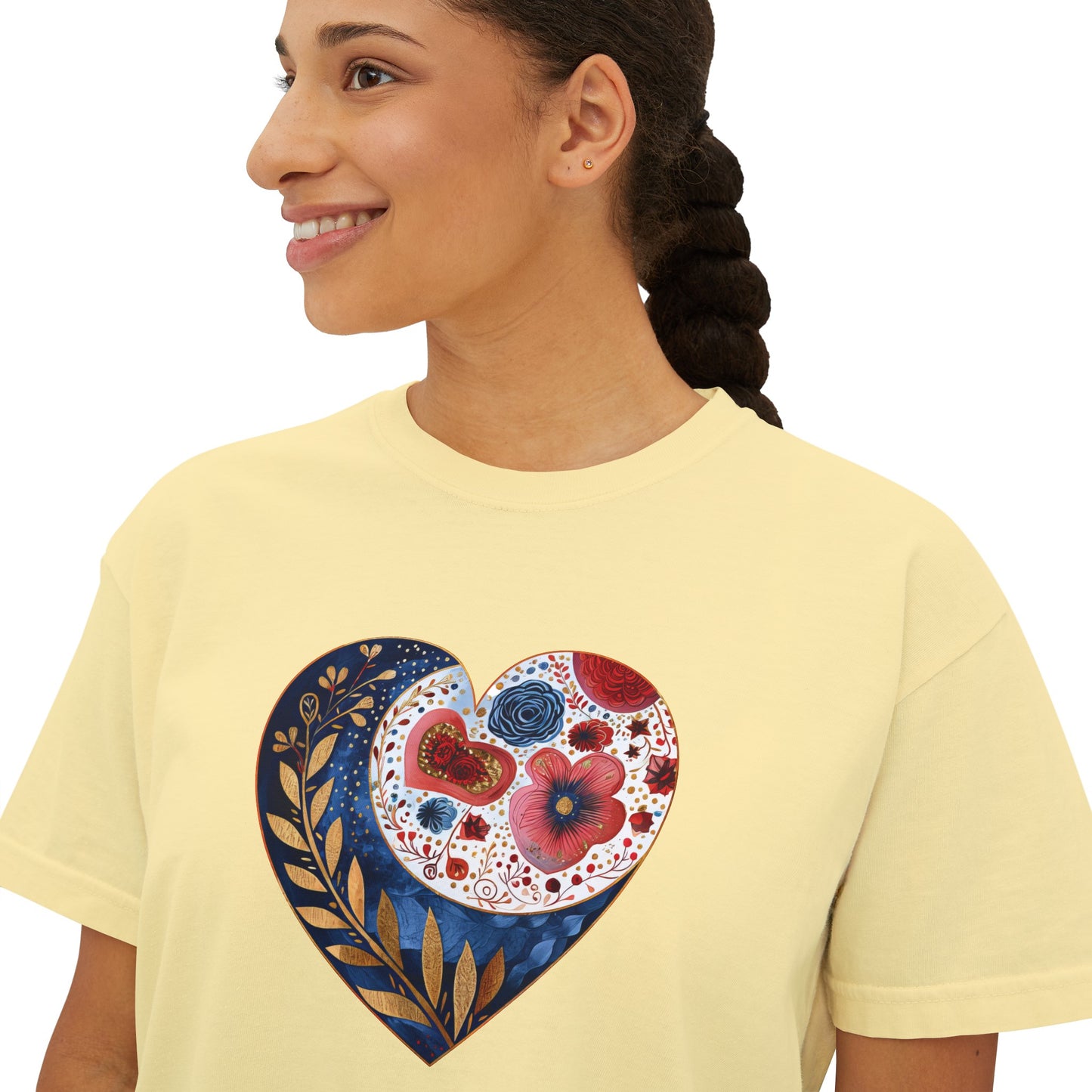 Floral Heart Women's Boxy Tee