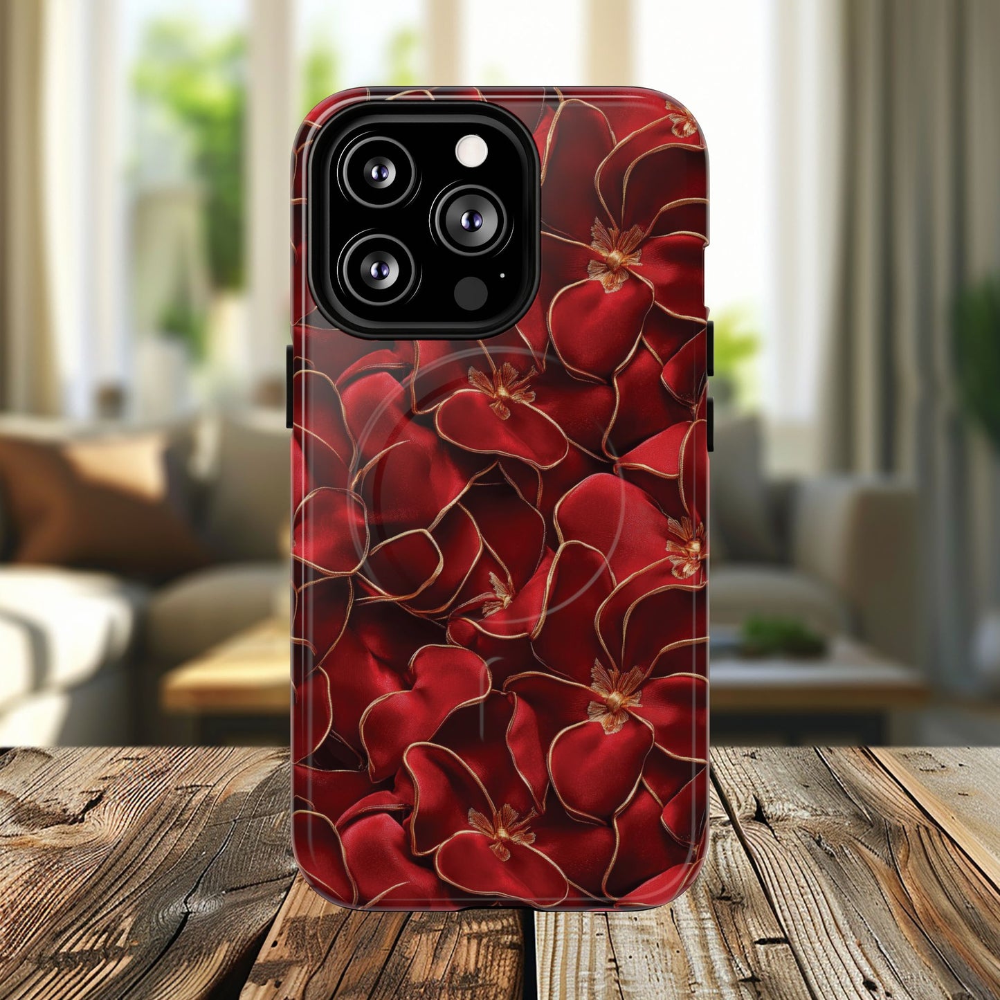 Crimson Bloom Tough iPhone Magnetic Case, Protective iPhone Case, Stylish iPhone Cover, Gift for Her, Mother's and Birthday Gifts, Unique Floral Accessories