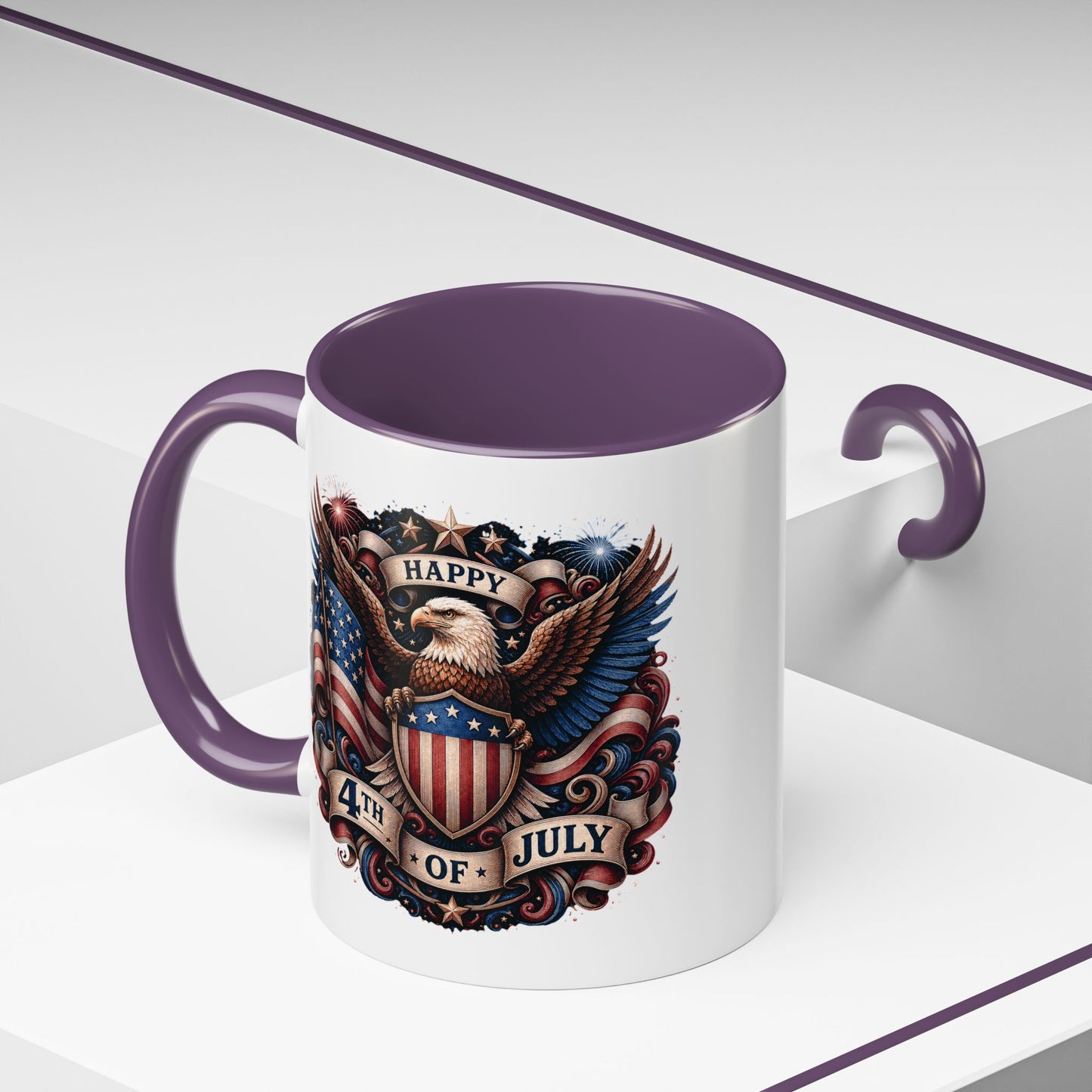 4th of July Eagle Coffee Mug — Patriotic American Flag Accent Mug (11/15oz)