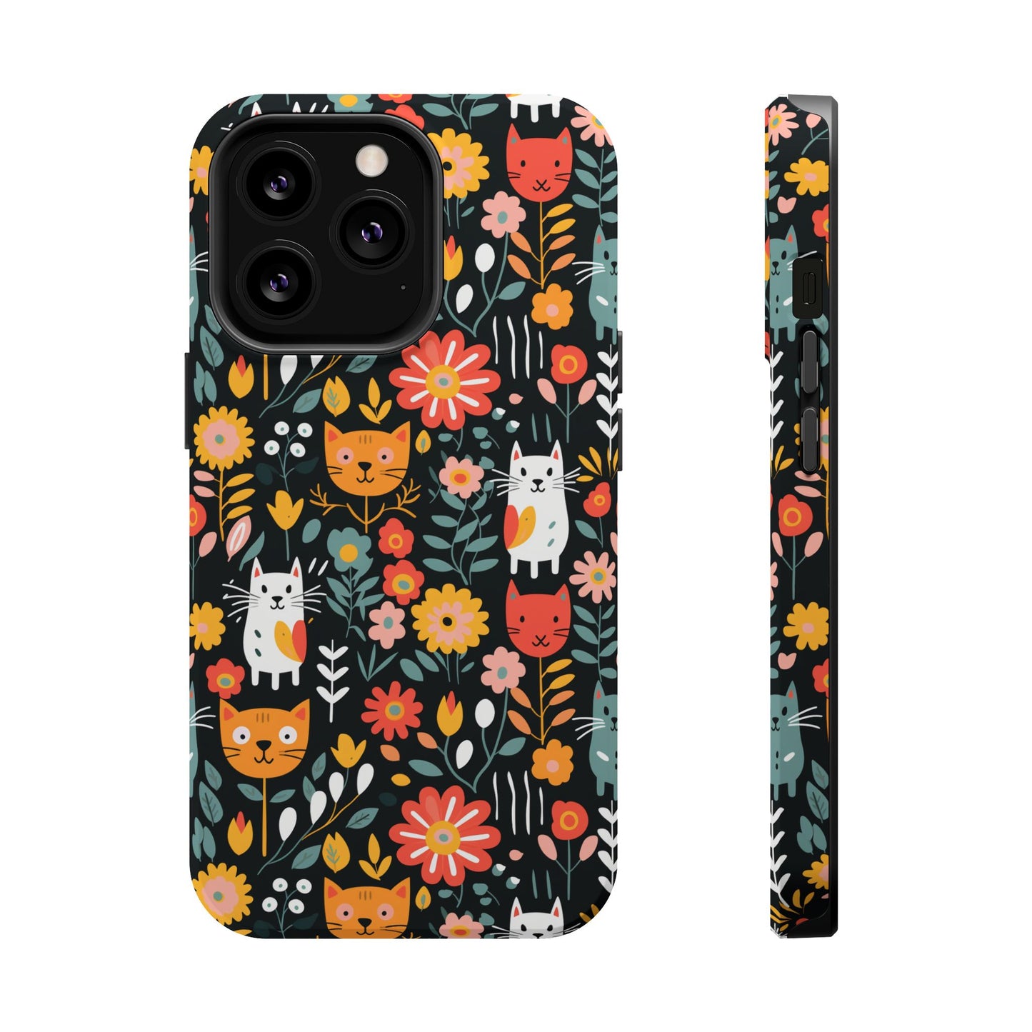 Whimsical Feline Garden Magnetic Tough iPhone Cases