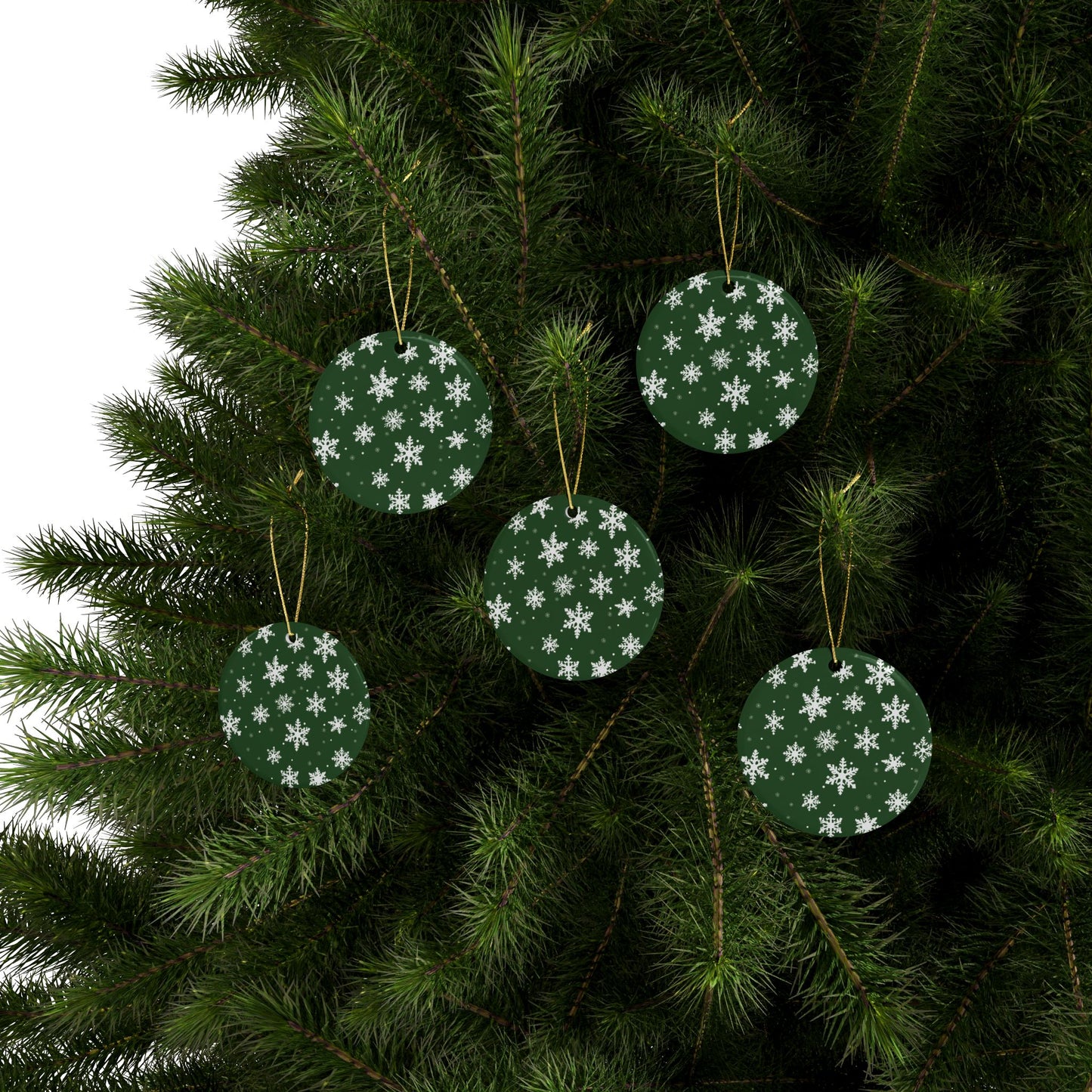 Green Snowflake Elegance Ceramic Ornaments (1pcs, 5pcs, 10pcs, 20pcs)