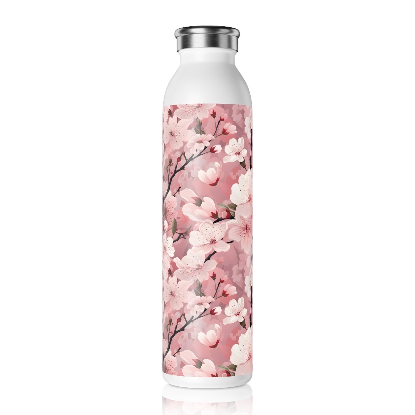 Cherry Blossom Elegant Floral Slim Water Bottle - Stylish Hydration for Every Occasion