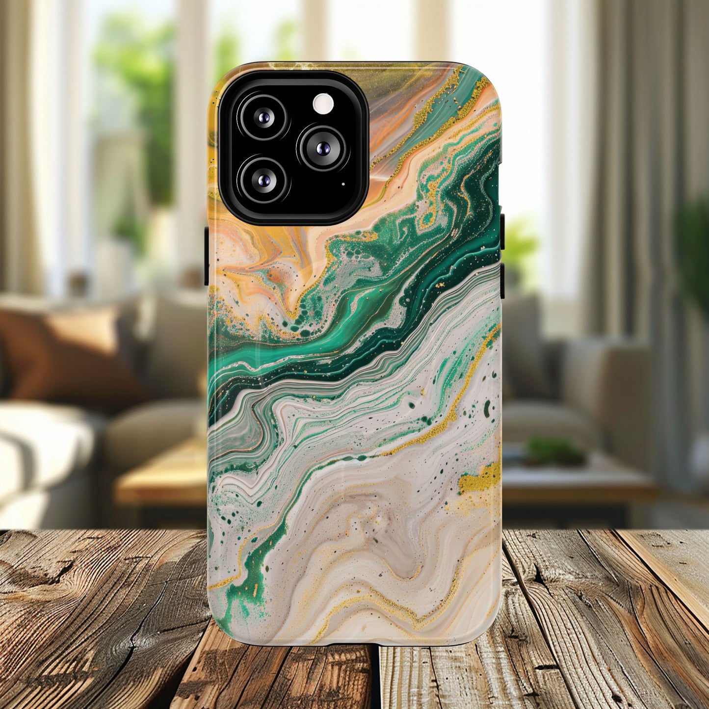 Magnetic iPhone Cases with Green Marble Design, Tough Magnetic Cases, iPhone Accessories, Gift for Her, Trendy iPhone Cover