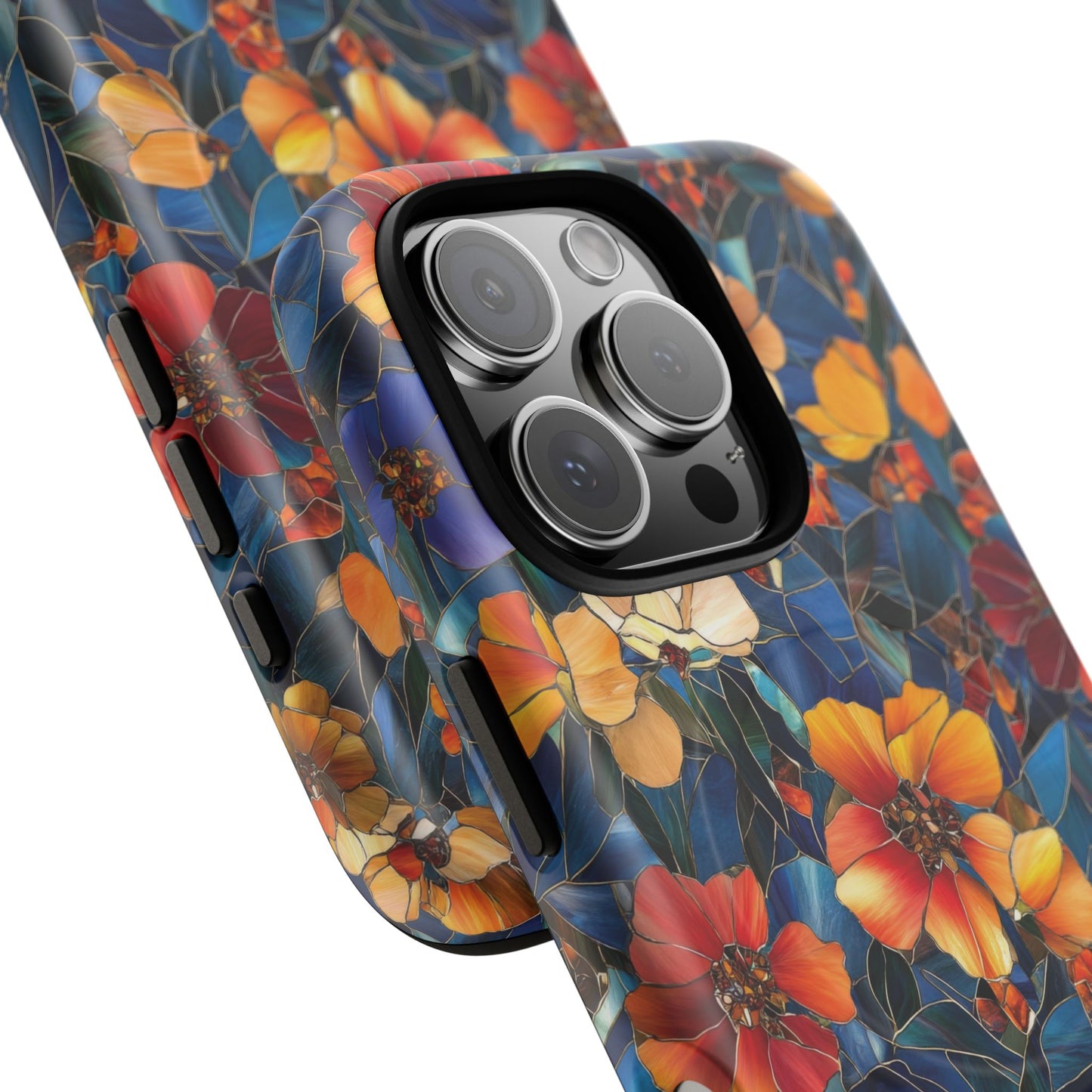 Cathedral Petals Tough Magnetic iPhone Case, Durable, Stylish, Unique Floral Design, Gifts for Her, Birthday, Everyday Use, Stained Glass iPhone Case.