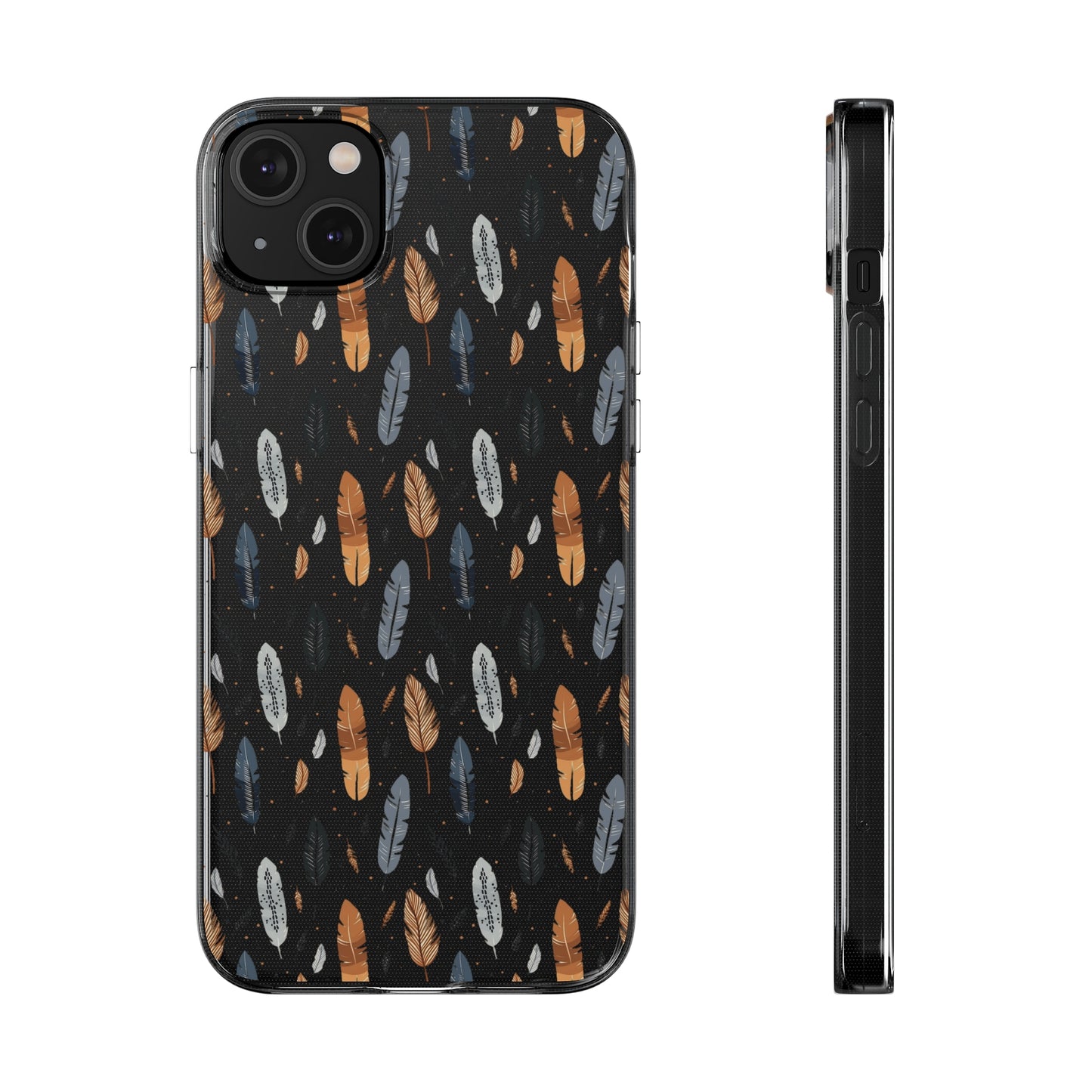 Whispering Feathers Clear Silicone iPhone Cases