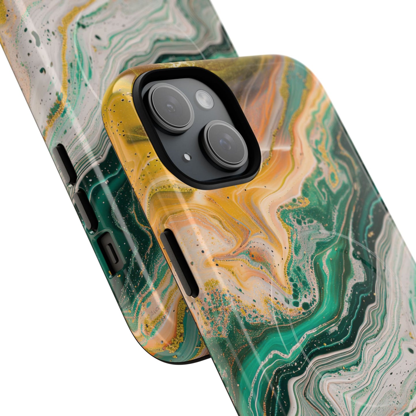 Magnetic iPhone Cases with Green Marble Design, Tough Magnetic Cases, iPhone Accessories, Gift for Her, Trendy iPhone Cover