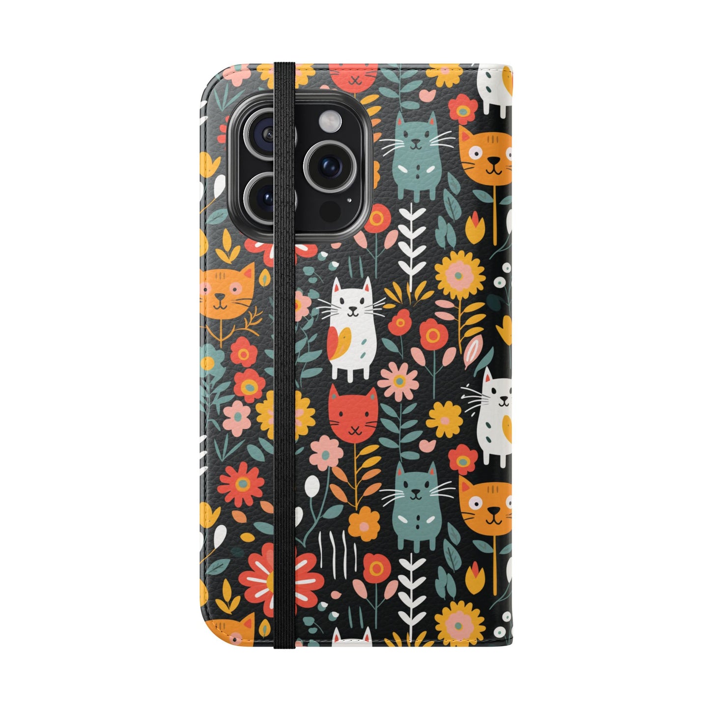 Whimsical Feline Garden iPhone and Samsung Flip Cases
