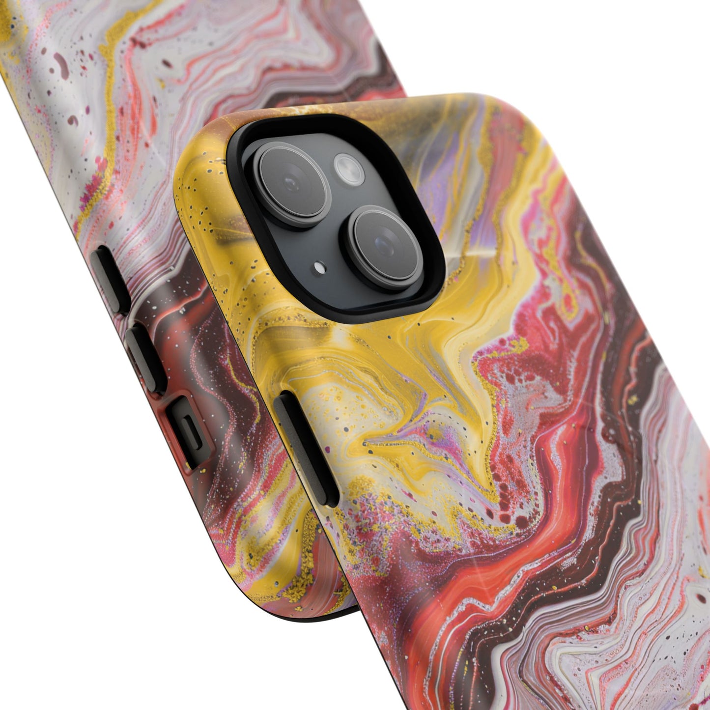 Colorful Red Marble iPhone Case, Tough Magnetic Cases, Stylish iPhone Protection, Unique Gift for iPhone Lovers, iPhone Accessories