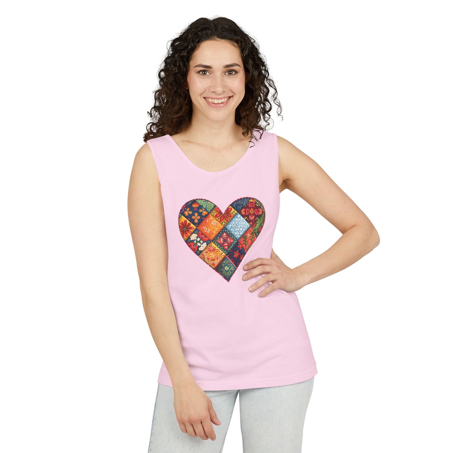 Patched Hearts Unisex Garment-Dyed Tank Top