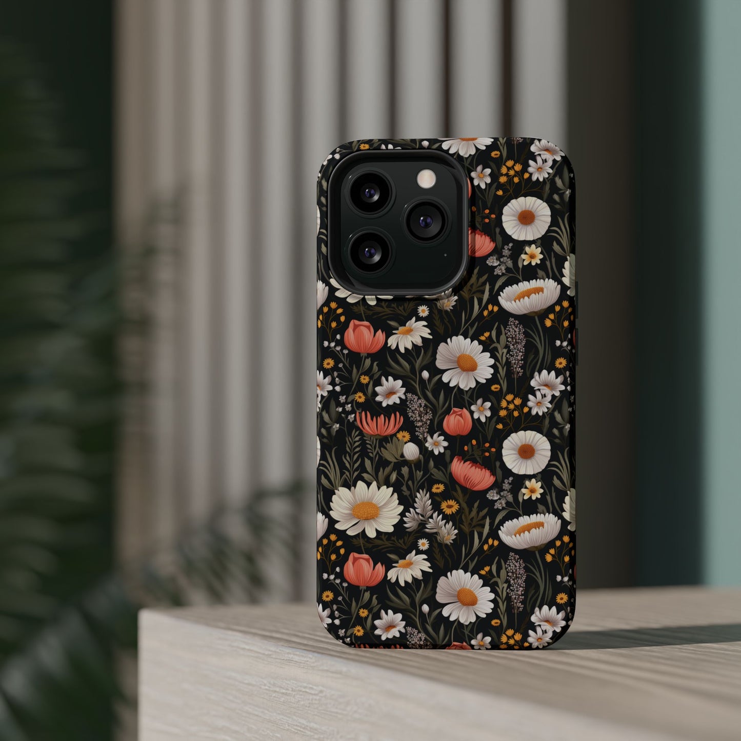 Blossom Elegance: Noir Garden Magnetic Tough iPhone Cases