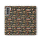 Book Stack Floral Flip iPhone and Samsung Phone Case — Vintage Library Wallet Cover.