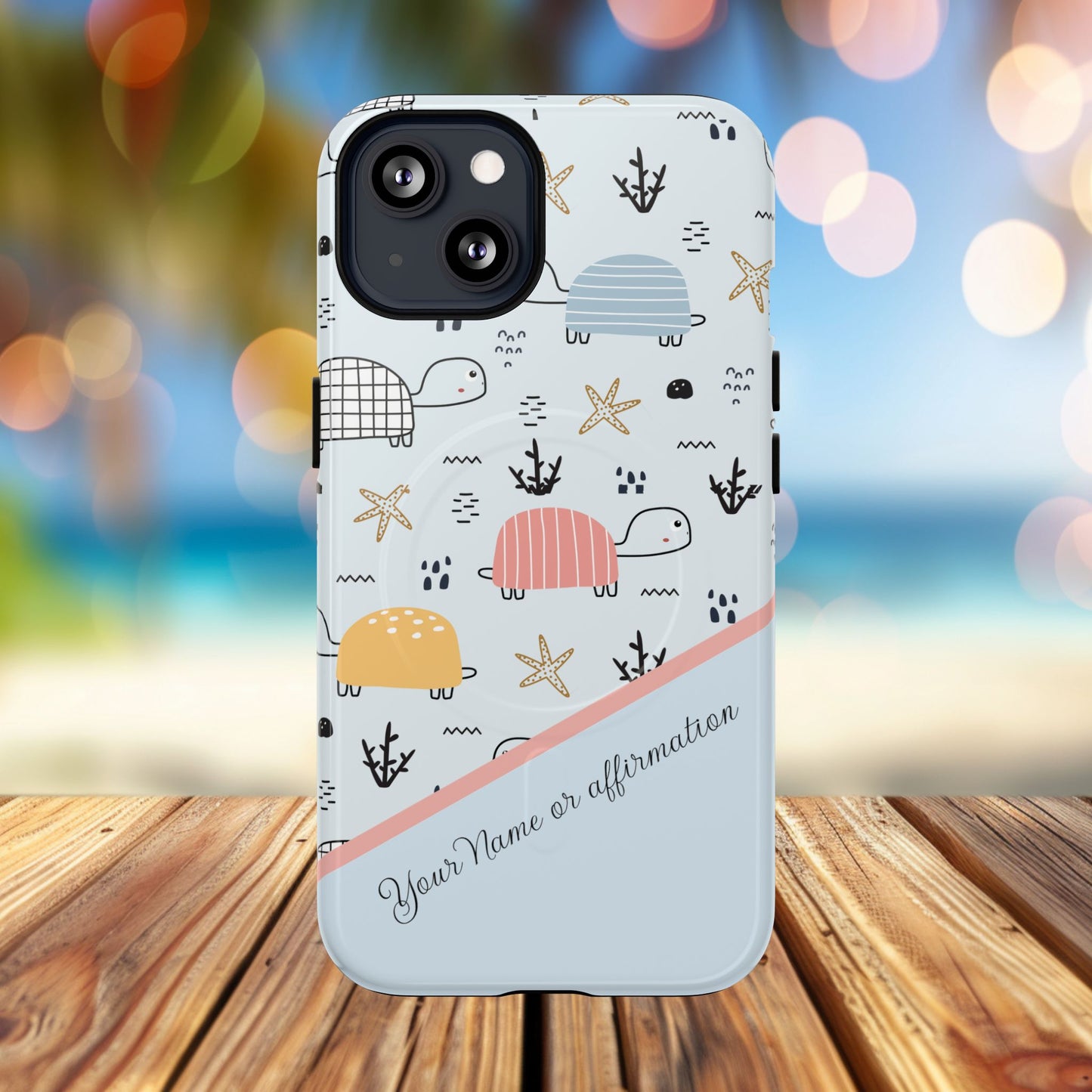 Personalized Cute Turtle Tough Magnetic MagSafe® Cell Cover, Ocean Theme Case, Sea Life Gift for Beach Lovers, iPhone® 13, 14, iPhone 15, iPhone 16, iPhone 17, Pro, Pro Max, Plus Cases.