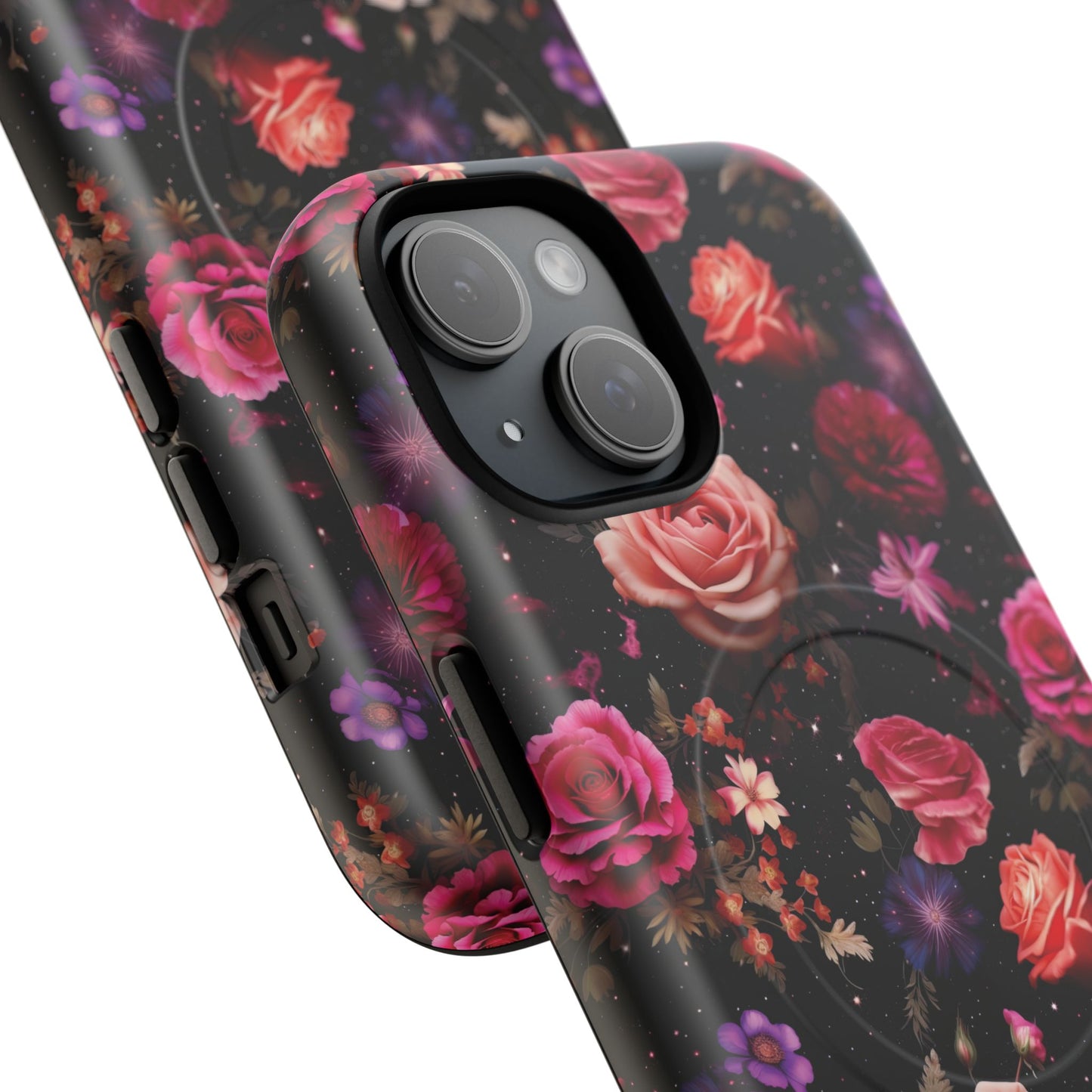 Starry Rose Garden Tough Magnetic Phone Case, Stylish Phone Cover, Gift for Her, Elegant Floral Design, Durable Phone Accessories