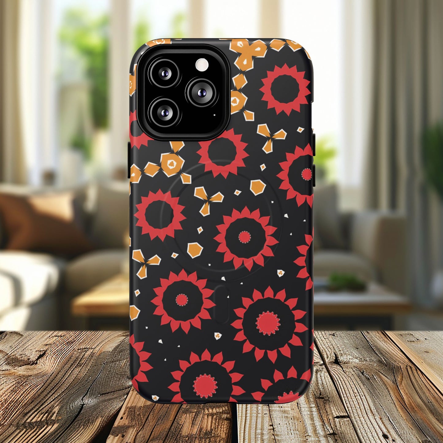 Midnight Ember Bloom Tough Magnetic iPhone Case, Bohemian Floral Design, Stylish iPhone Protection, Gift for Her, Trendy iPhone Accessories