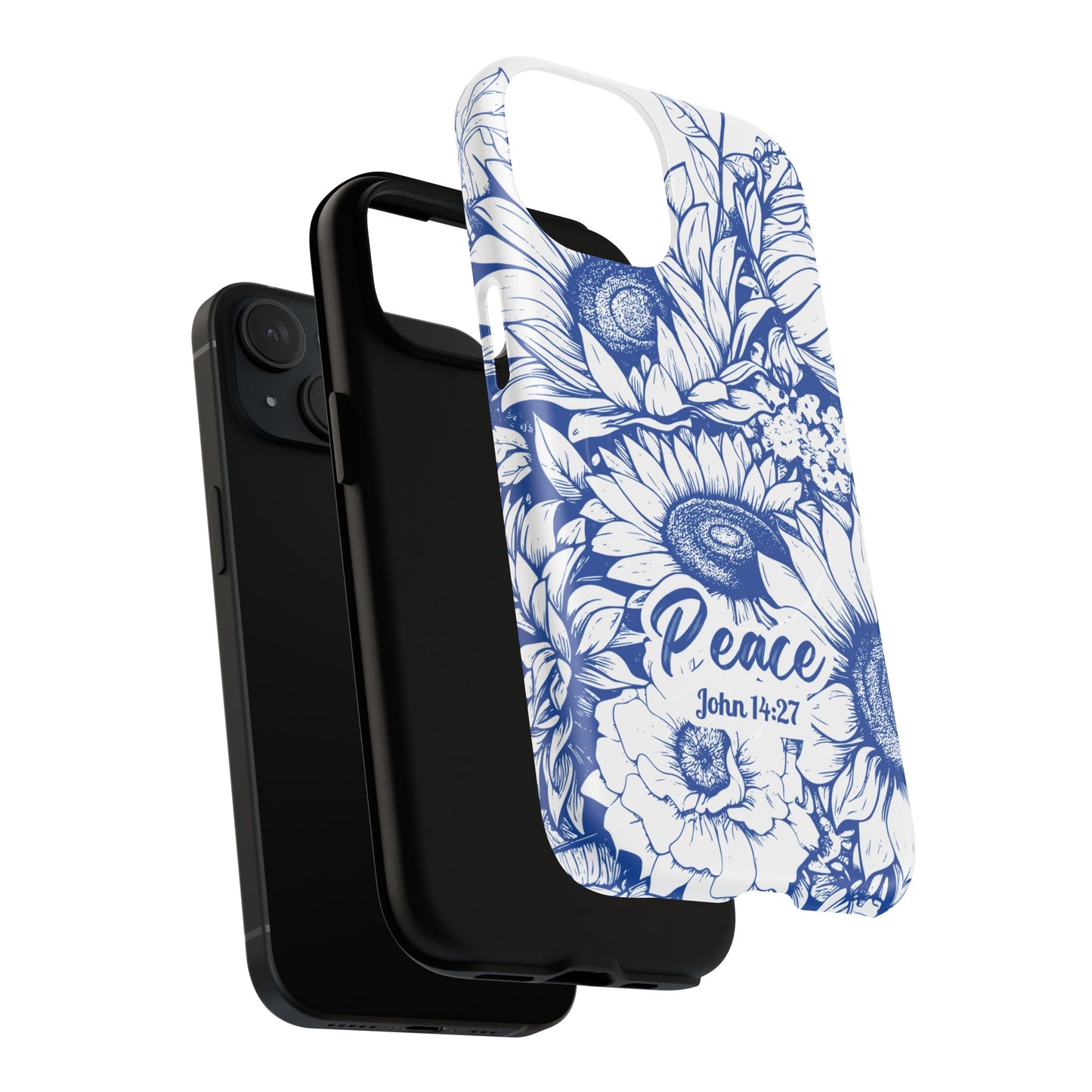 Peace I Leave with You John 14:27, Inspirational Gift, Tough iPhone Magnetic Case Scripture, Sunflower Bible Verse, MagSafe® iPhone® Tough Case, iPhone 14, iPhone 15, iPhone 16, Pro, Pro Max, Plus.