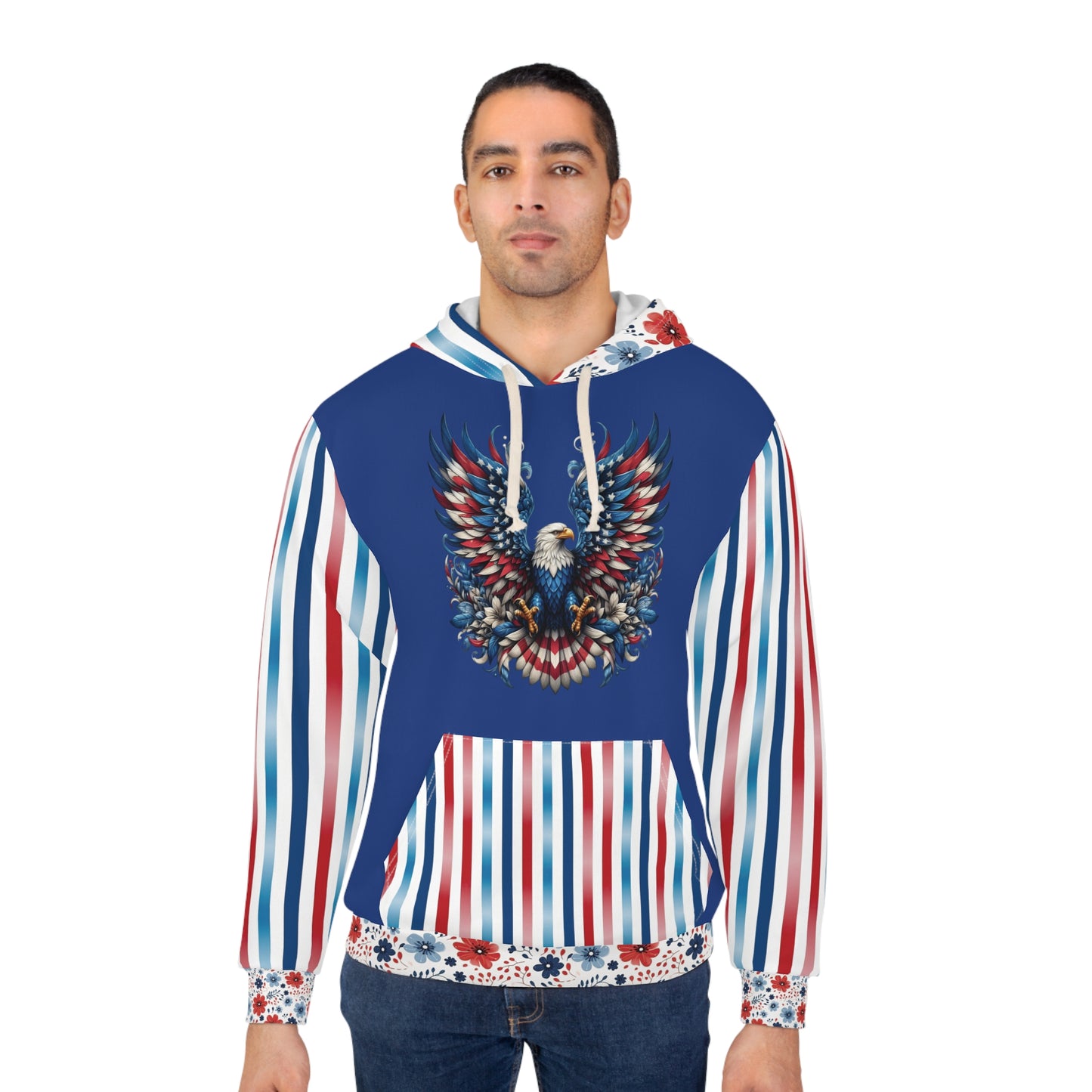 Patriotic Pride Dye Unisex Pullover Hoodie (AOP)