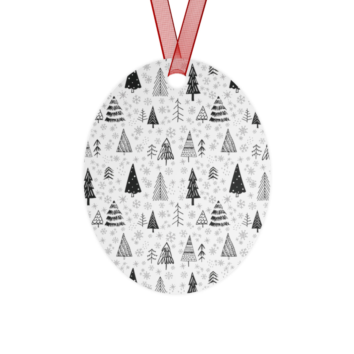 Personalized First Christmas Metal Ornament — Custom Name & Year, Sleigh and Tree Design