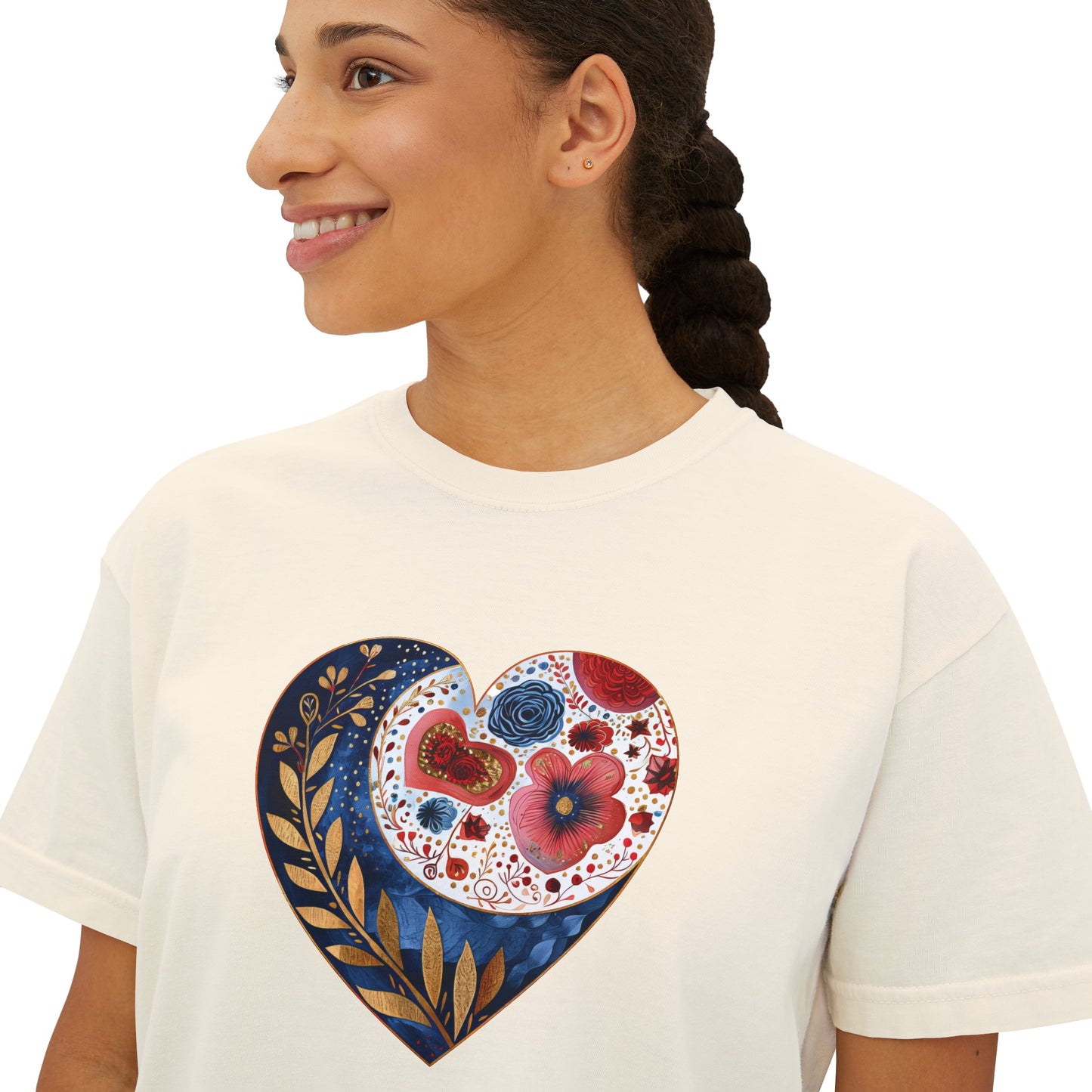 Floral Heart Women's Boxy Tee