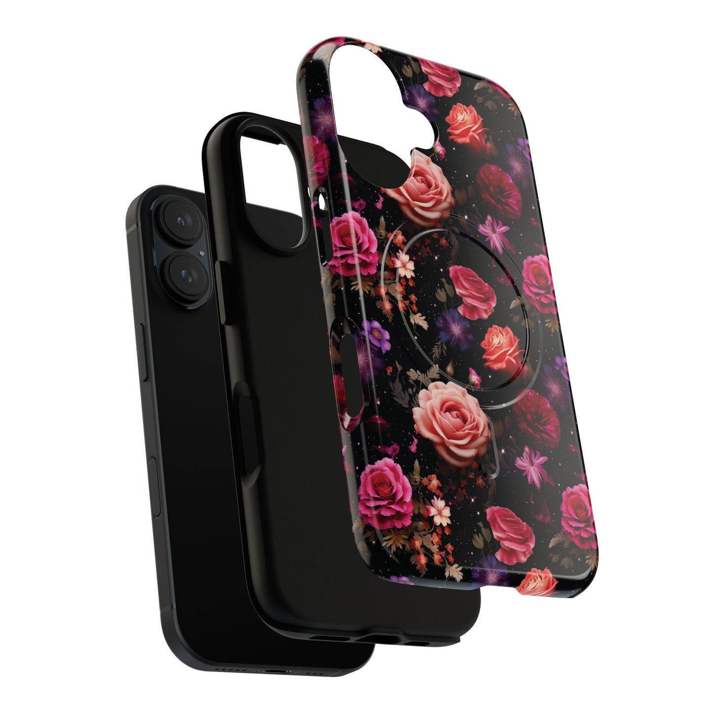 Starry Rose Garden Tough Magnetic Phone Case, Stylish Phone Cover, Gift for Her, Elegant Floral Design, Durable Phone Accessories