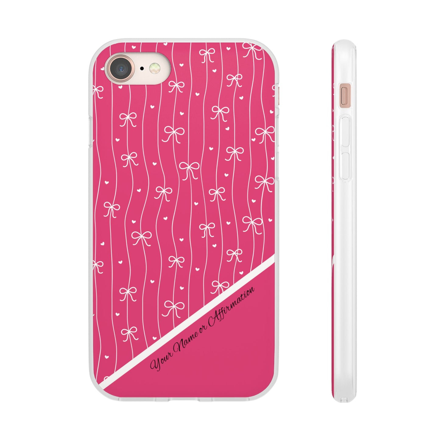 Personalized Pink Bow Coquette Slim Flexi iPhone and Samsung Cases — Custom Name or Affirmation