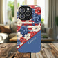 Personalized Stars, Stripes & Petals Tough Magnetic MagSafe Case, Patriotic Cover, Floral Design, Durable Protection, Gift for Her, Summer Vibes