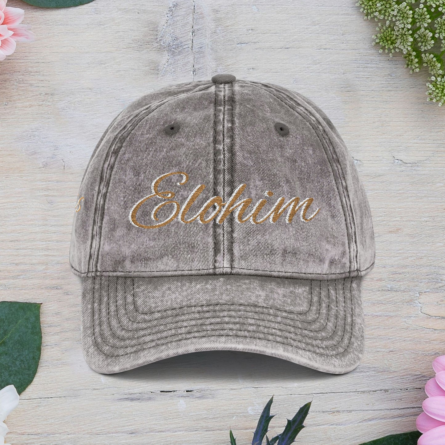 Vintage Embroidered Dad Cap with 'ELOHIM GENESIS 1:1' - Stylish Casual Hat, Gift for Him/Her, Summer Accessory, Trendy Streetwear, Spiritual Fashion