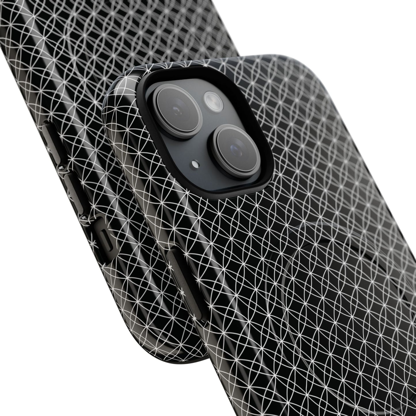 Urban Lattice Tough Magnetic iPhone Case, Stylish Protective Cover, Tech Gift for Him/Her, Durable Everyday Use, Trendy Mobile Accessories