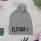 Cozy Pom-Pom Knit Cap with 'ELOHIM, GENESIS 1:1'  Embroidery Beanie - Stylish Winter Accessory for All Ages, Perfect Gift for Birthdays, Holidays, and Outdoor Activities