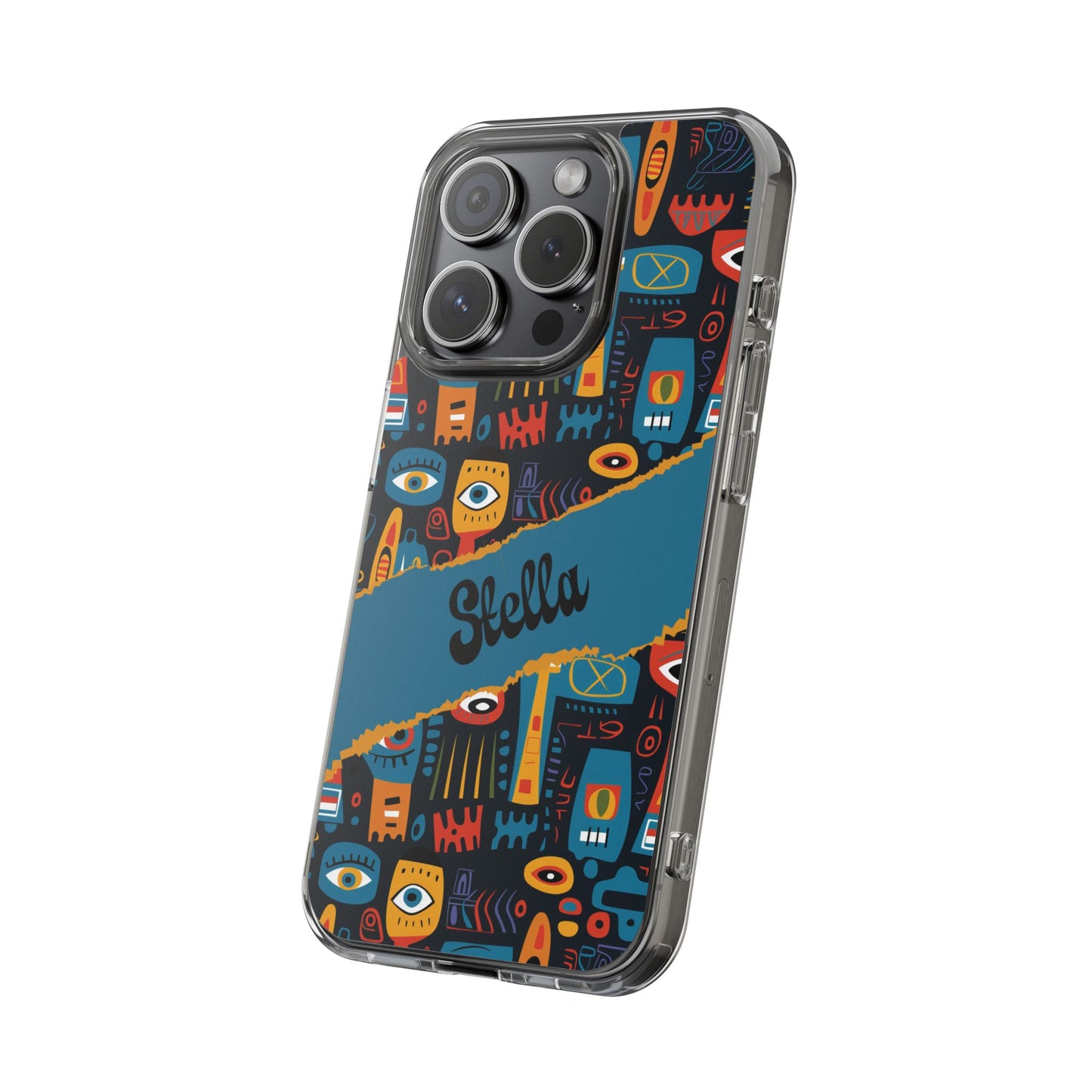 Phone Case — Colorful Abstract Faces Clear Impact-Resistant Case