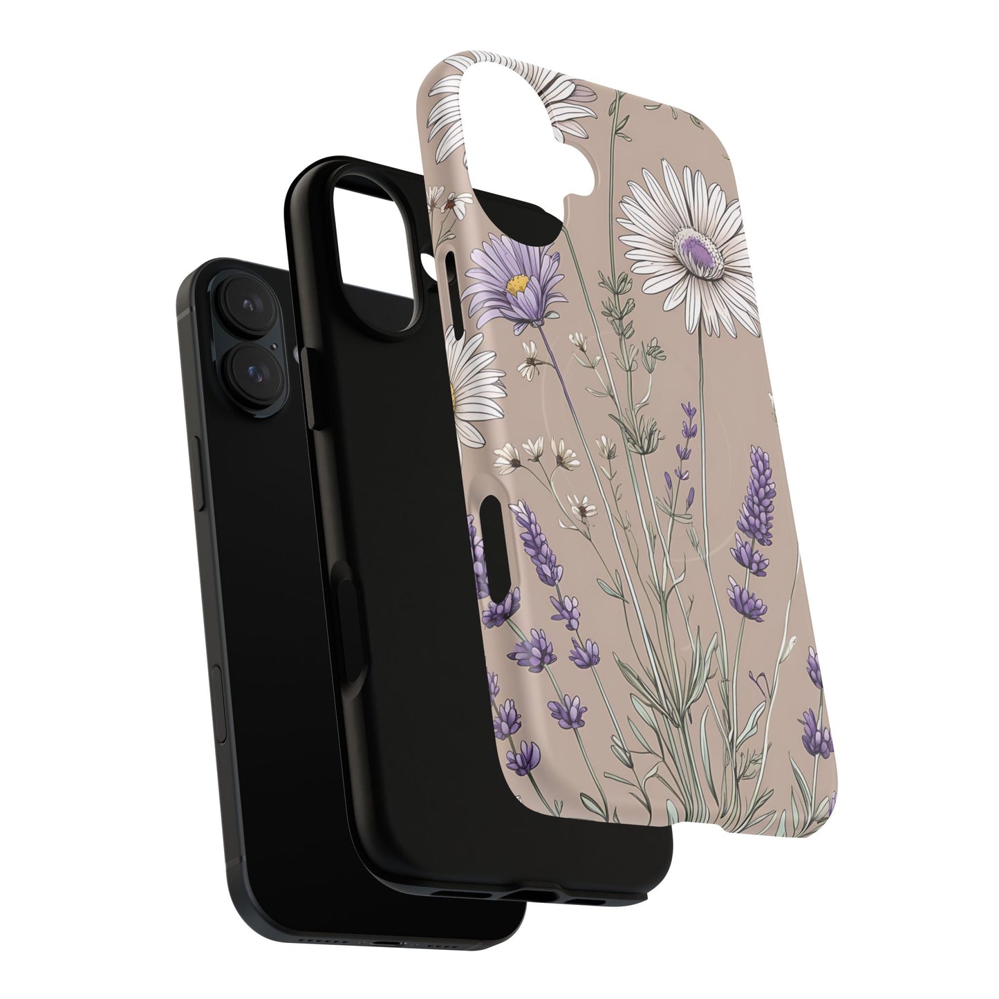 Lavender Floral Tough Magnetic Phone Case | Durable Protective Cover, Flower Design, Gifts for Her, Phone Accessories, Nature Lover