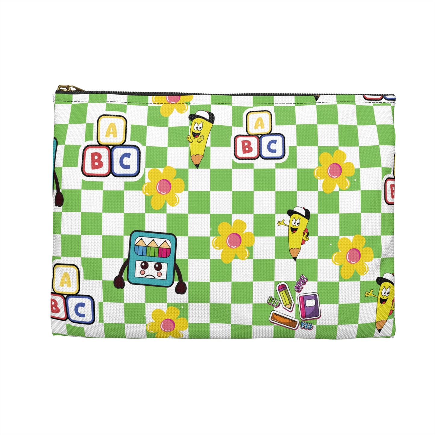 Personalized Green SchoolYard Chic Composition Book Inspired Accessory Pouch, Kids School Supplies, Classroom Organizer, Teacher Gift, Fun Stationery Case, Back to School