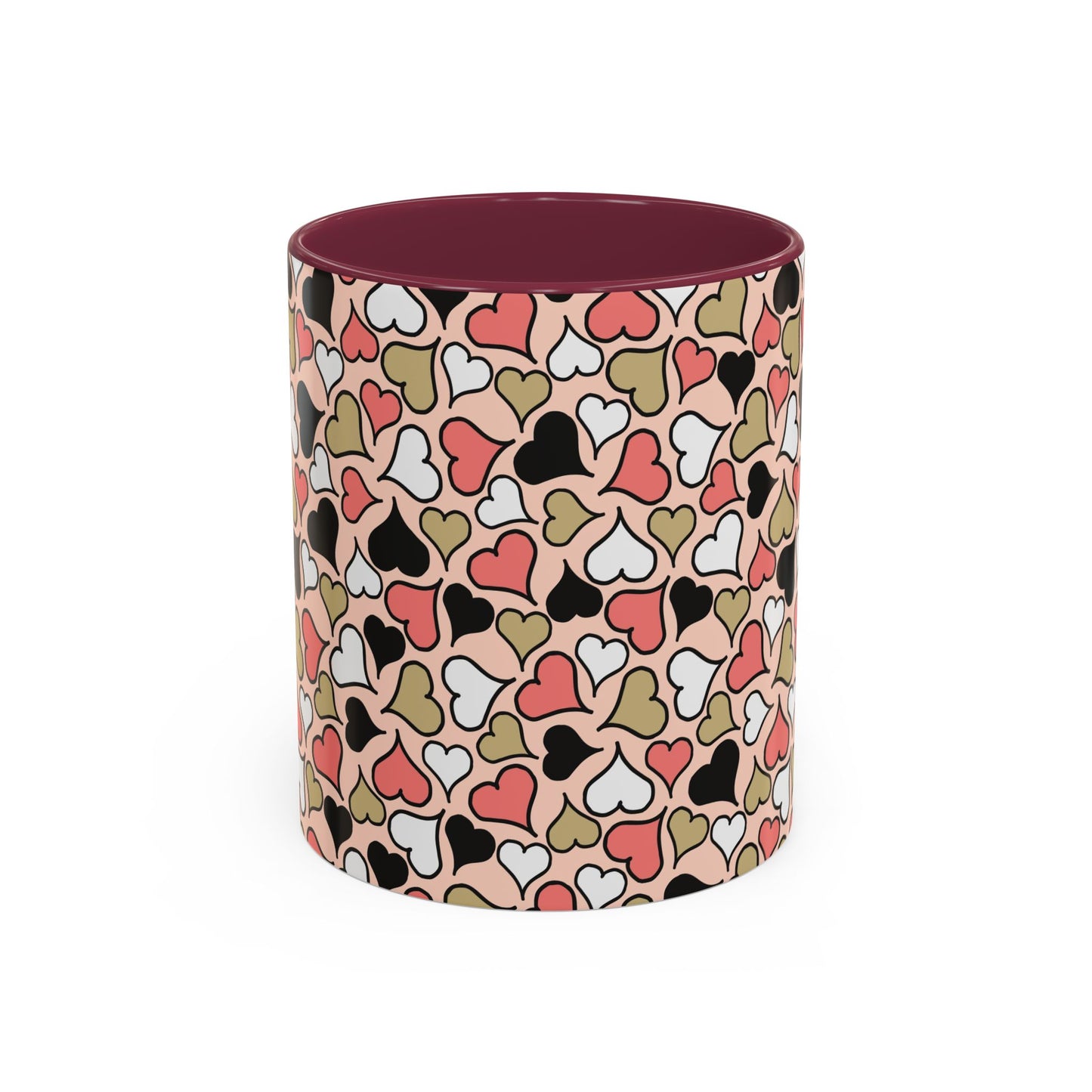 Heart Patterned Coffee Mug - Colorful Love Design, Perfect for Gifts & Celebrations