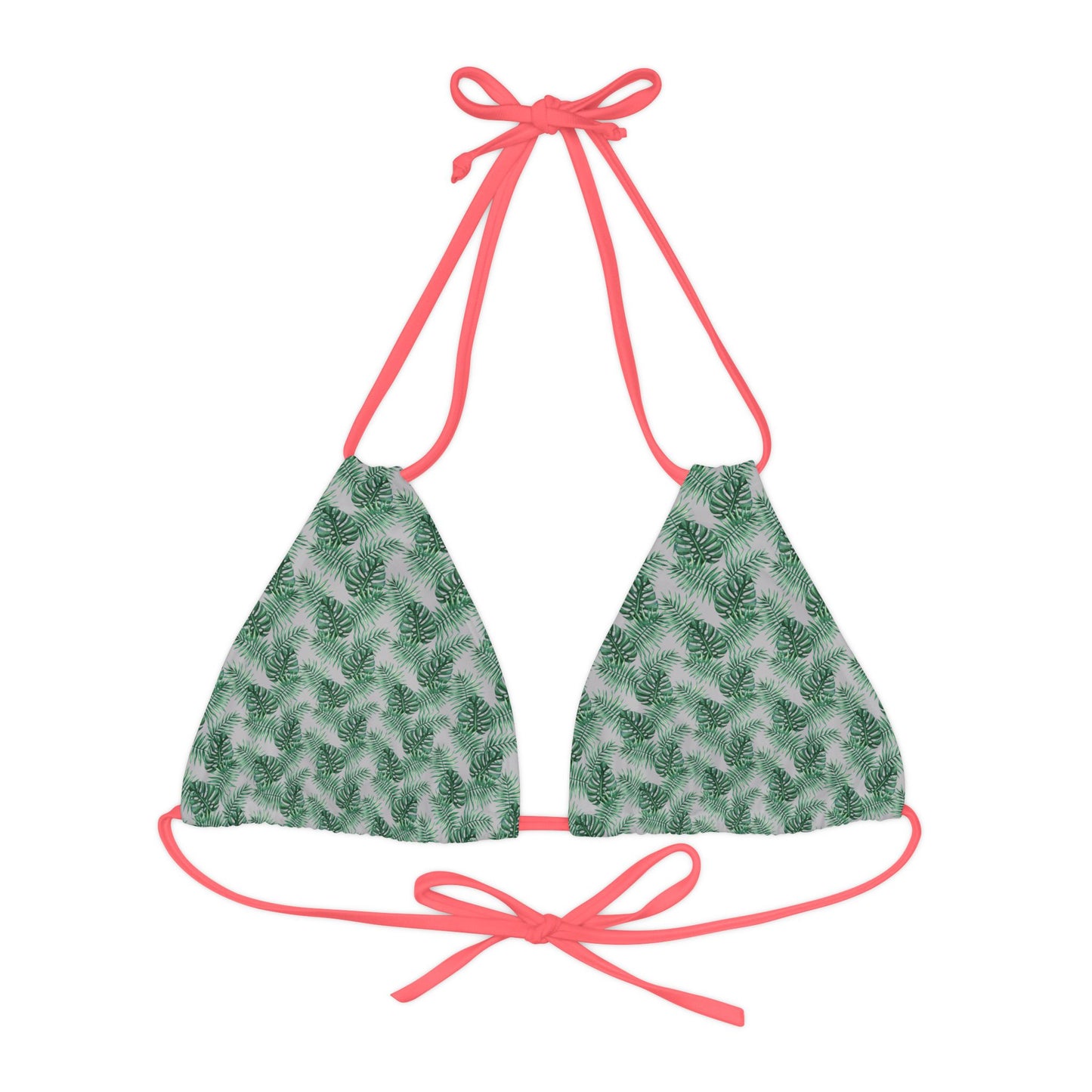 Grey Tropical Bliss Strappy Triangle Bikini Top (AOP)- (PY)