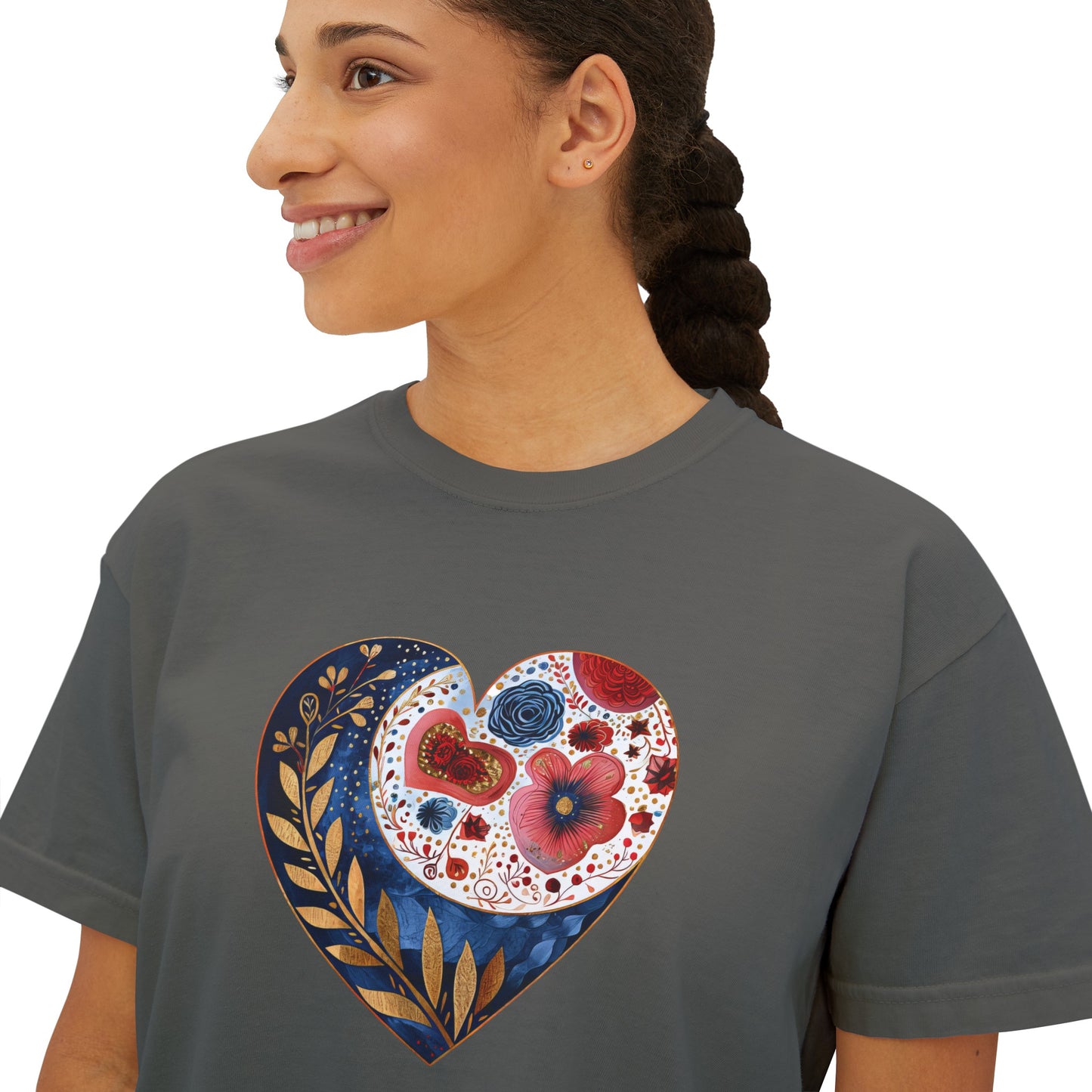 Floral Heart Women's Boxy Tee