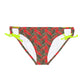 Red Tropical Bliss Loop Tie Side Bikini Bottom (AOP)