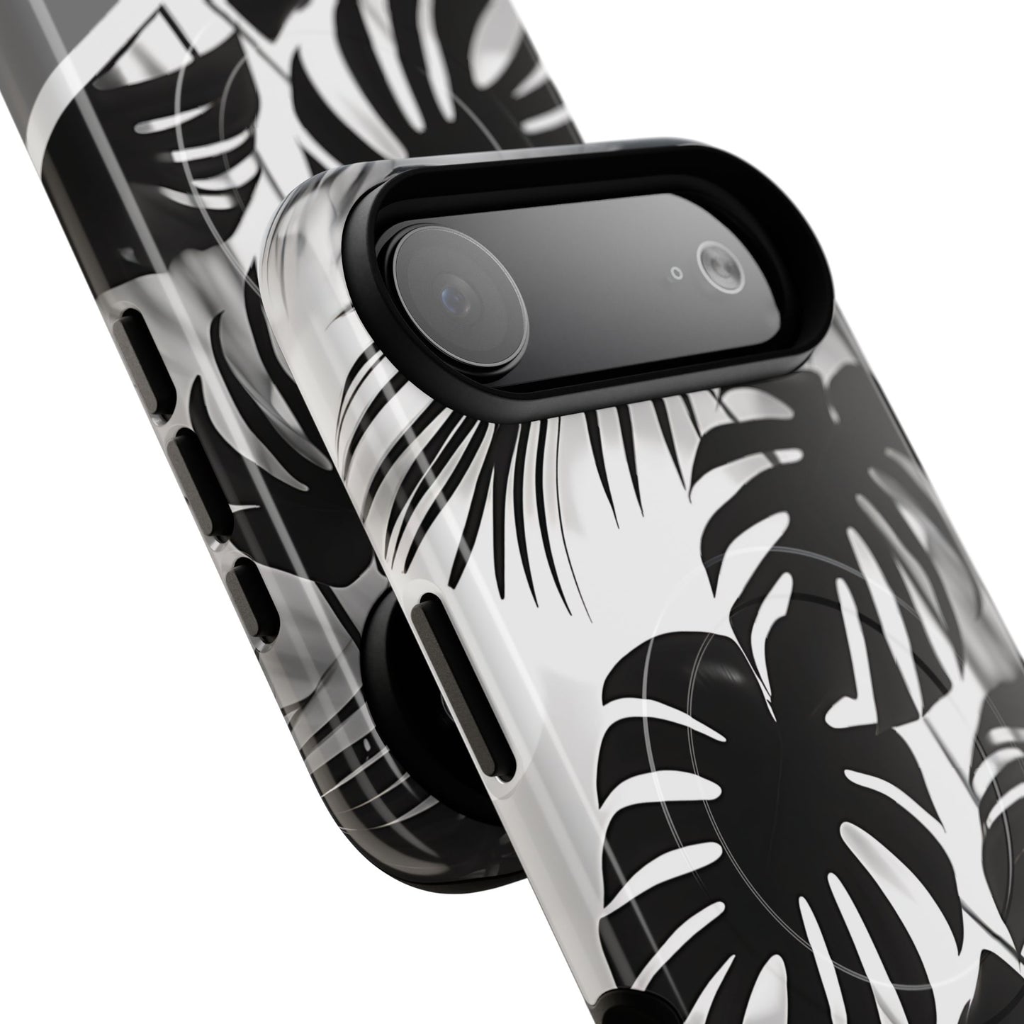 Personalized Monochrome Monstera Tropical Phone Case - Tough Magnetic MagSafe® Cases, Gifts for Nature Lovers, Stylish Phone Accessories, Gifts for Her.