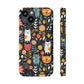 Whimsical Feline Garden iPhone and Samsung Case With Card Holder