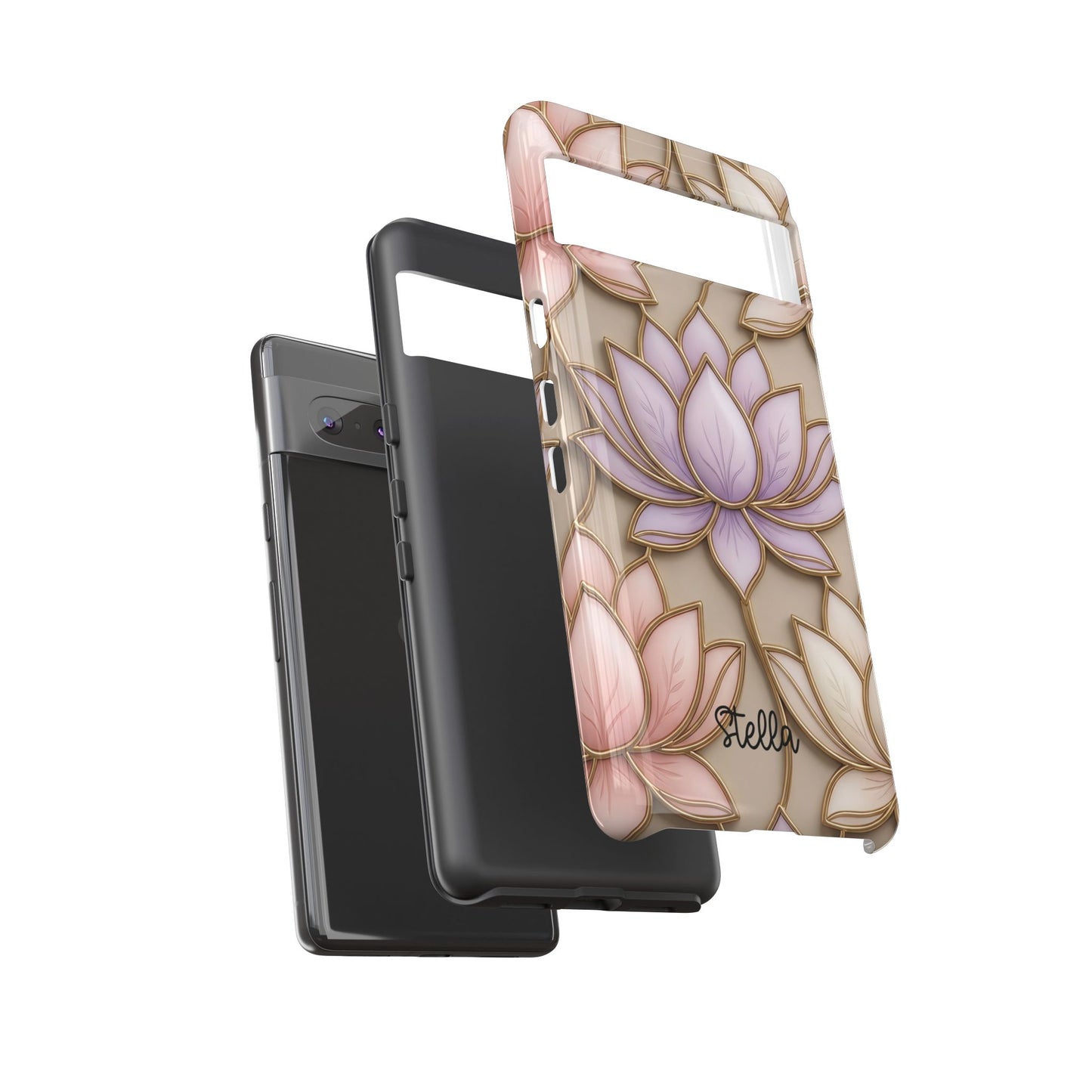 Personalized Lotus Floral Stained Glass Effect Tough Phone Case