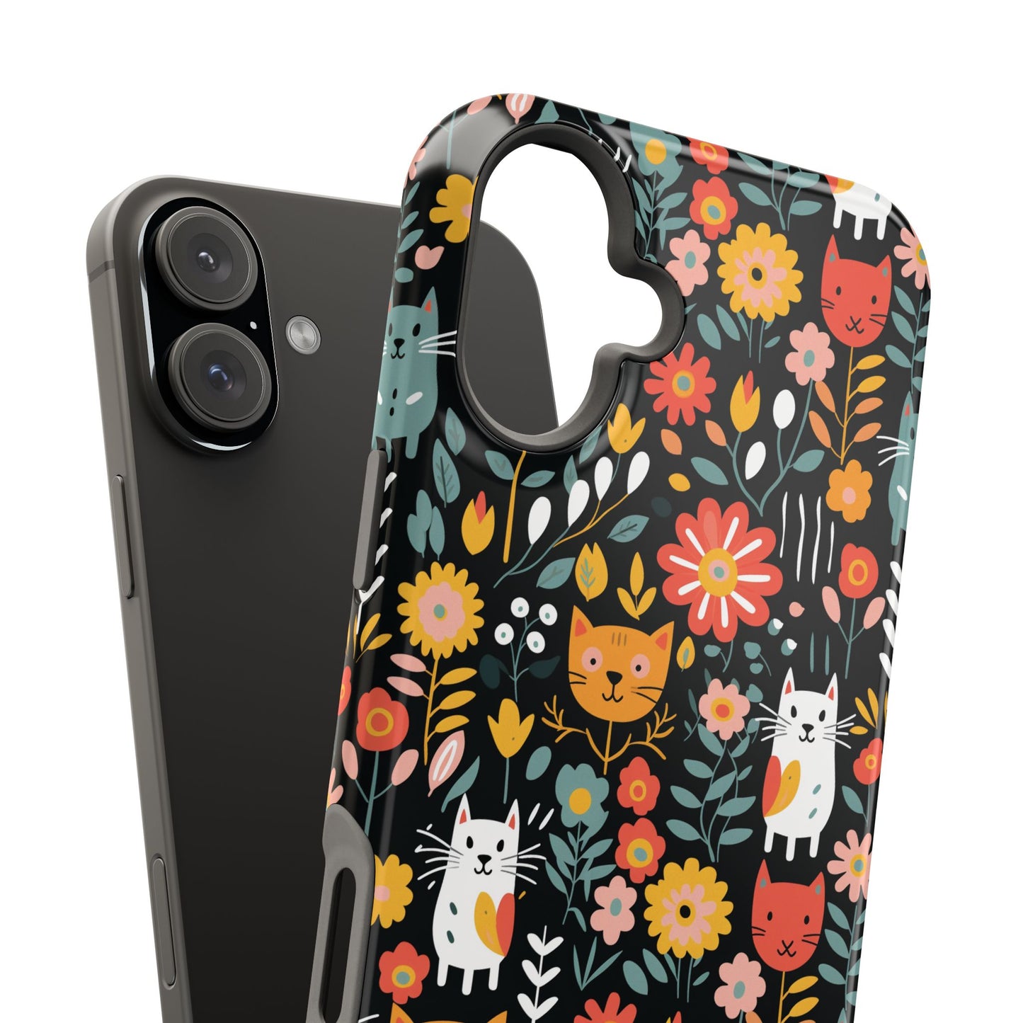 Whimsical Feline Garden Magnetic Tough iPhone Cases