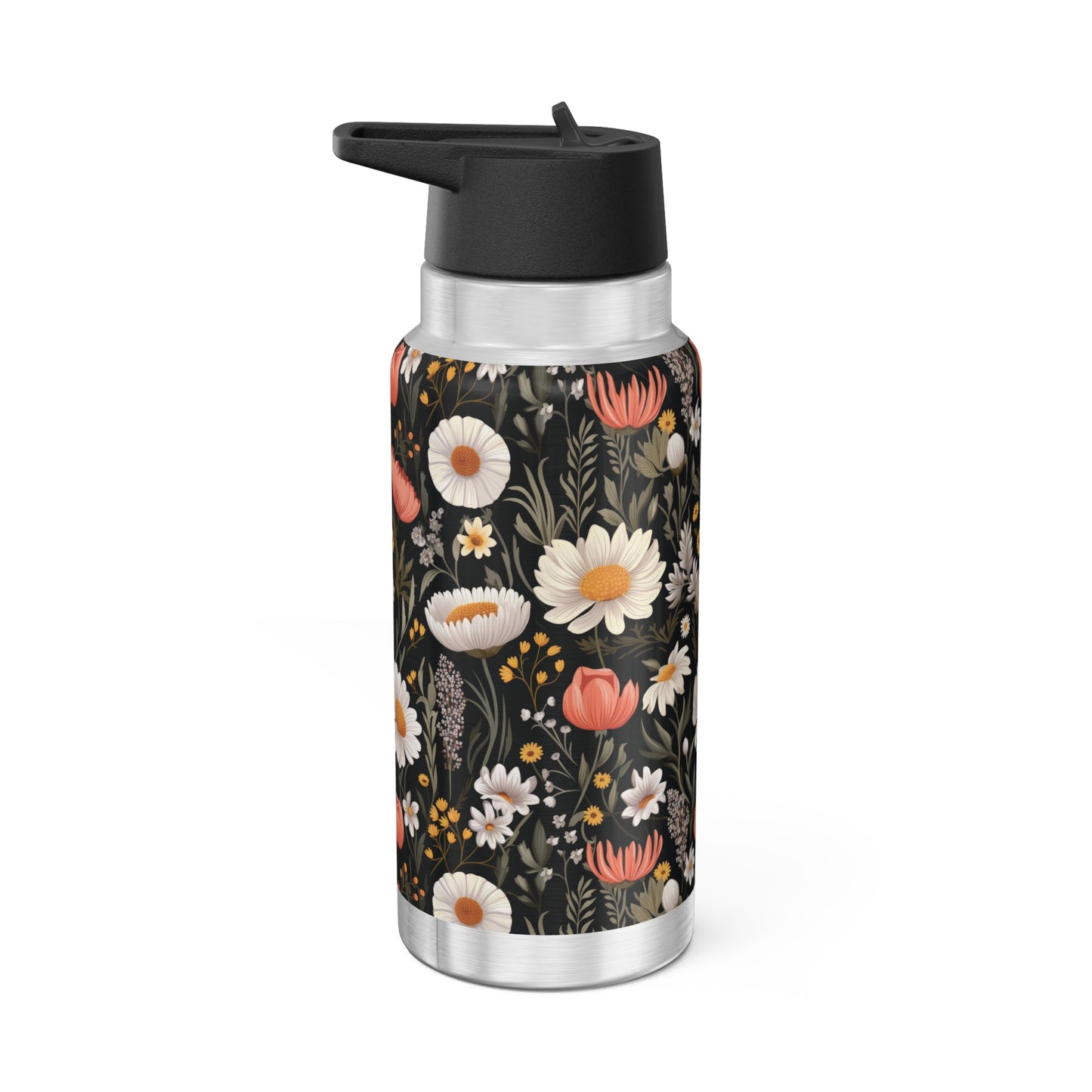 Blossom Elegance: Noir Garden Gator Tumbler, 32oz