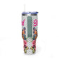 40oz Floral Butterfly Tumbler — Personalized "Name and Affirmation" Vacuum Insulated Cup