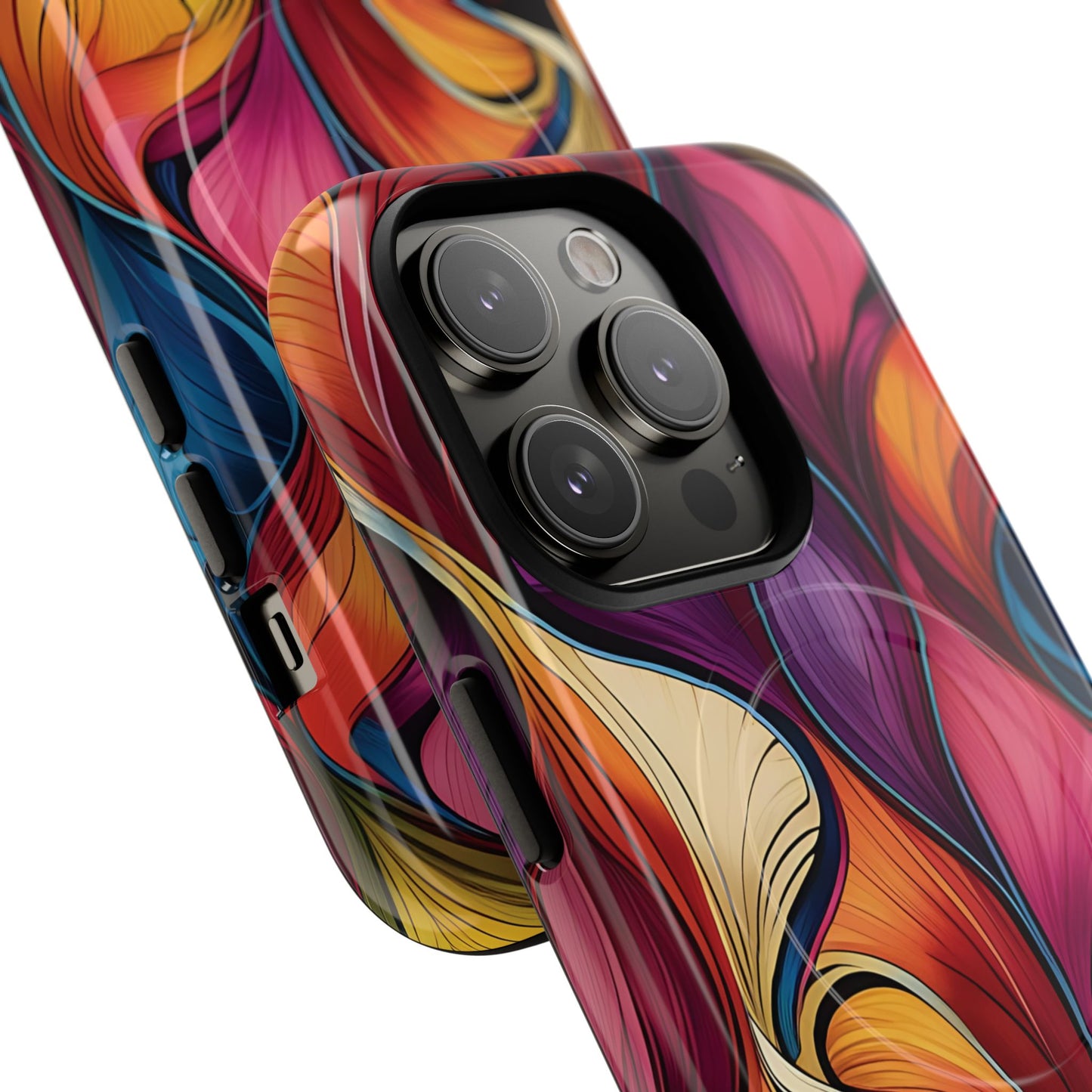 Vibrant Leaf Wave Tough Magnetic Phone Case, Vibrant Smartphone Cover, Unique Protective Case for Gifts, Phone Accessories, Trendy Design