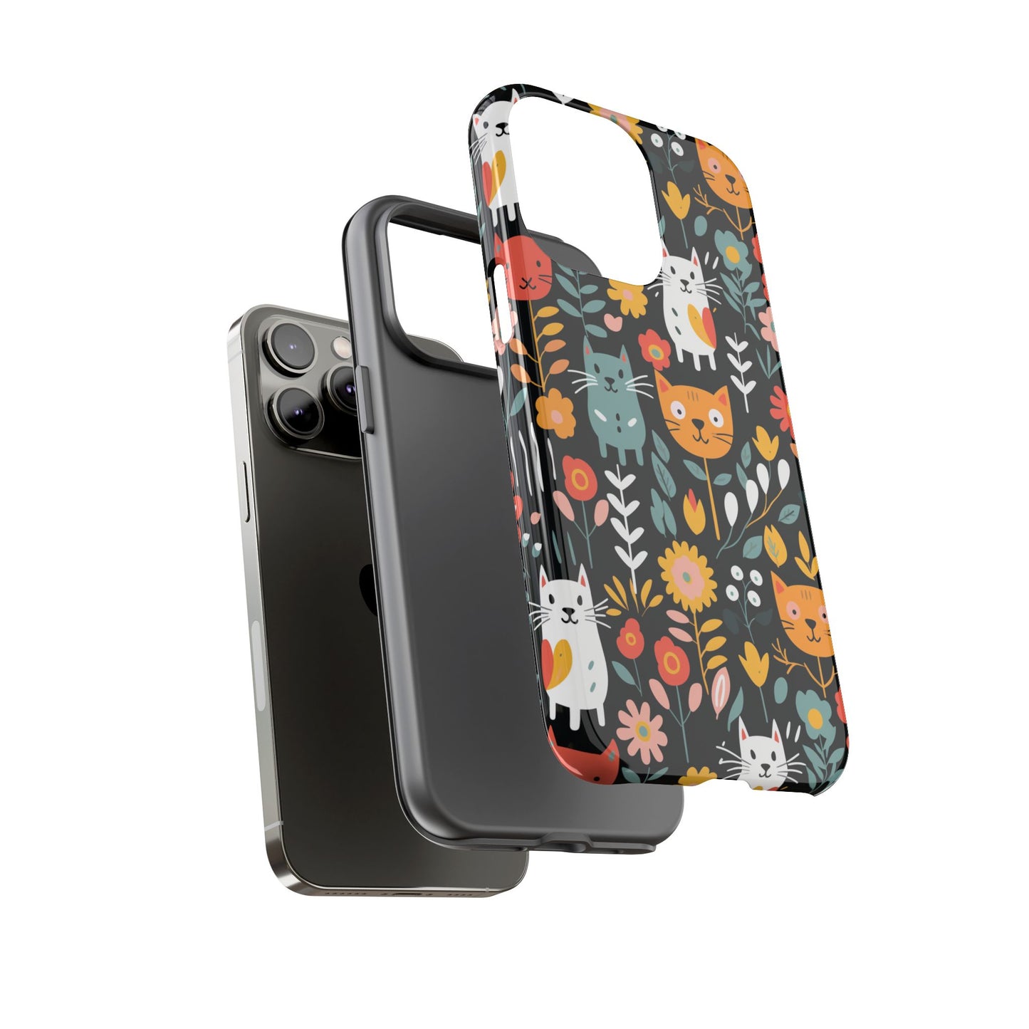 Whimsical Feline Garden iPhone, Samsung or Google Pixel Tough Cases