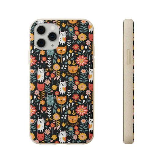 Whimsical Feline Garden iPhone Biodegradable Cases