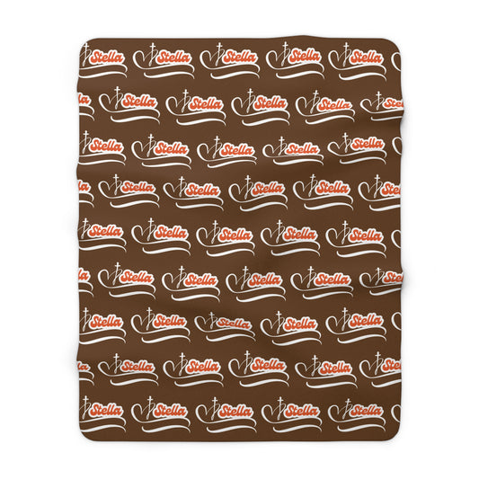 Personalized Name Sherpa Blanket — Cozy Brown Fleece Throw with Script Logo, Christmas Gifts, Gifts for Her/Him.