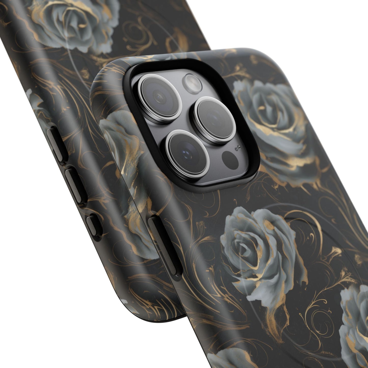 Midnight Bloom Tough iPhone Magnetic Cases,  iPhone 14, iPhone 15, iPhone 16, Pro, Pro Max, Plus MagSafe Case, Protective Tech Accessories, Gift for Her, Floral Design